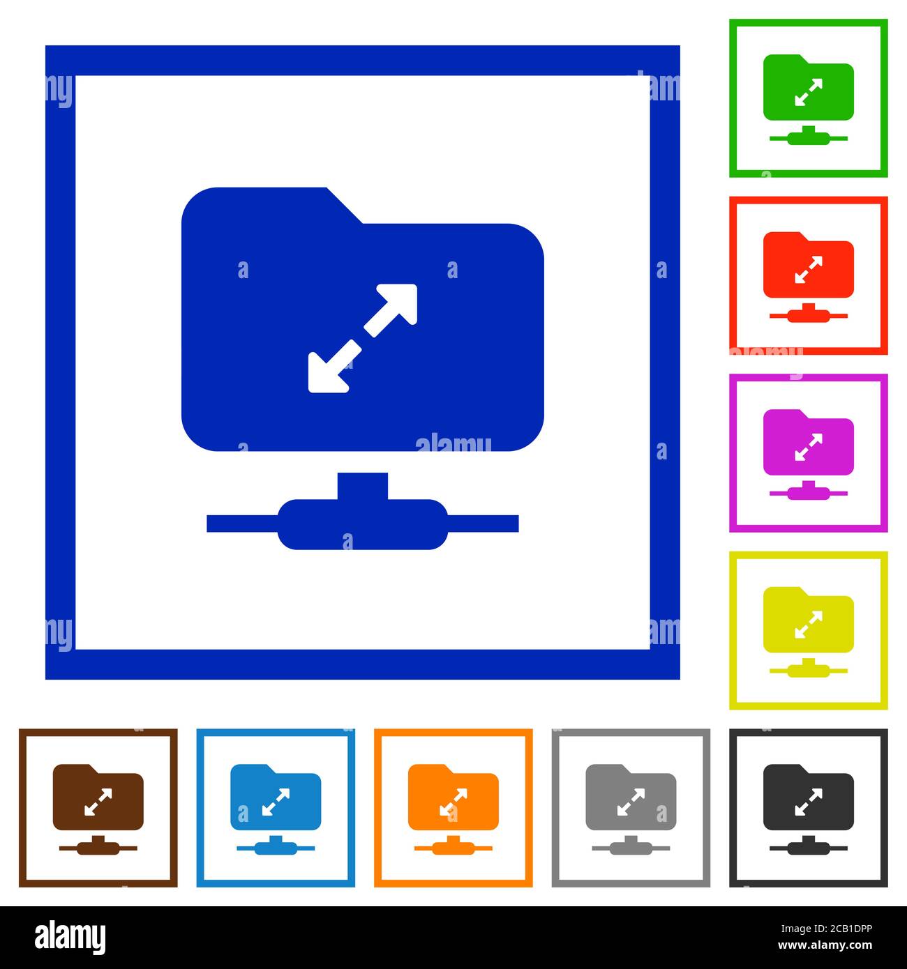 FTP uncompress flat color icons in square frames on white background ...