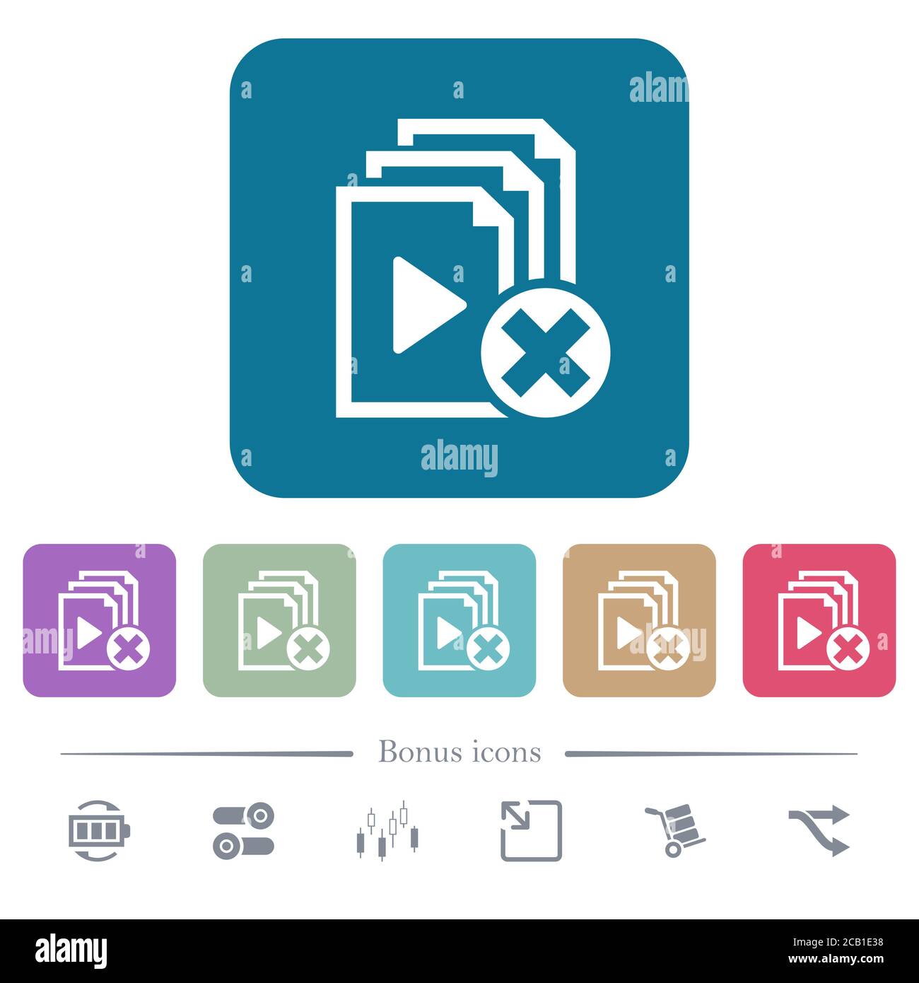 Cancel playlist white flat icons on color rounded square backgrounds. 6 ...