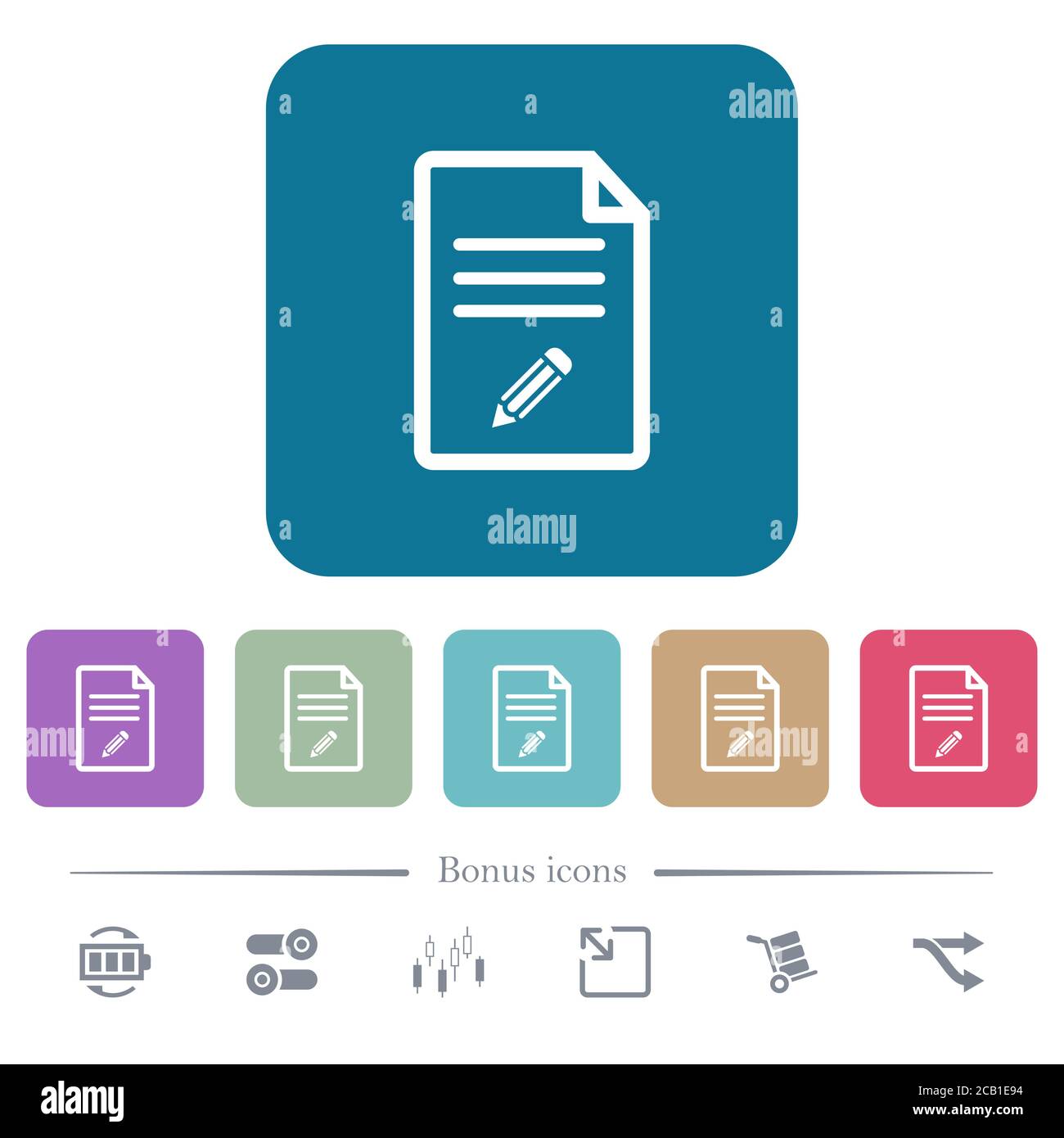 Edit document white flat icons on color rounded square backgrounds. 6 ...