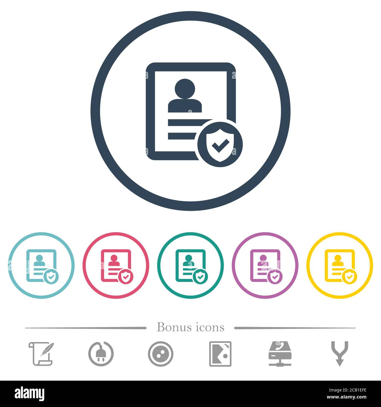 Protected contact flat color icons in round outlines. 6 bonus icons ...
