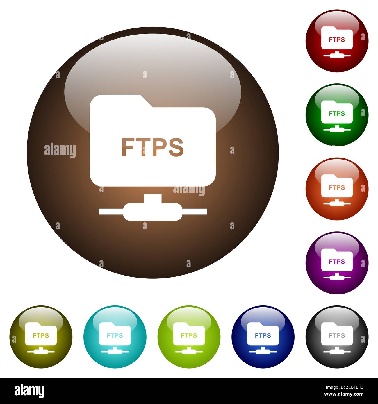 FTP over ssl white icons on round color glass buttons Stock Vector ...