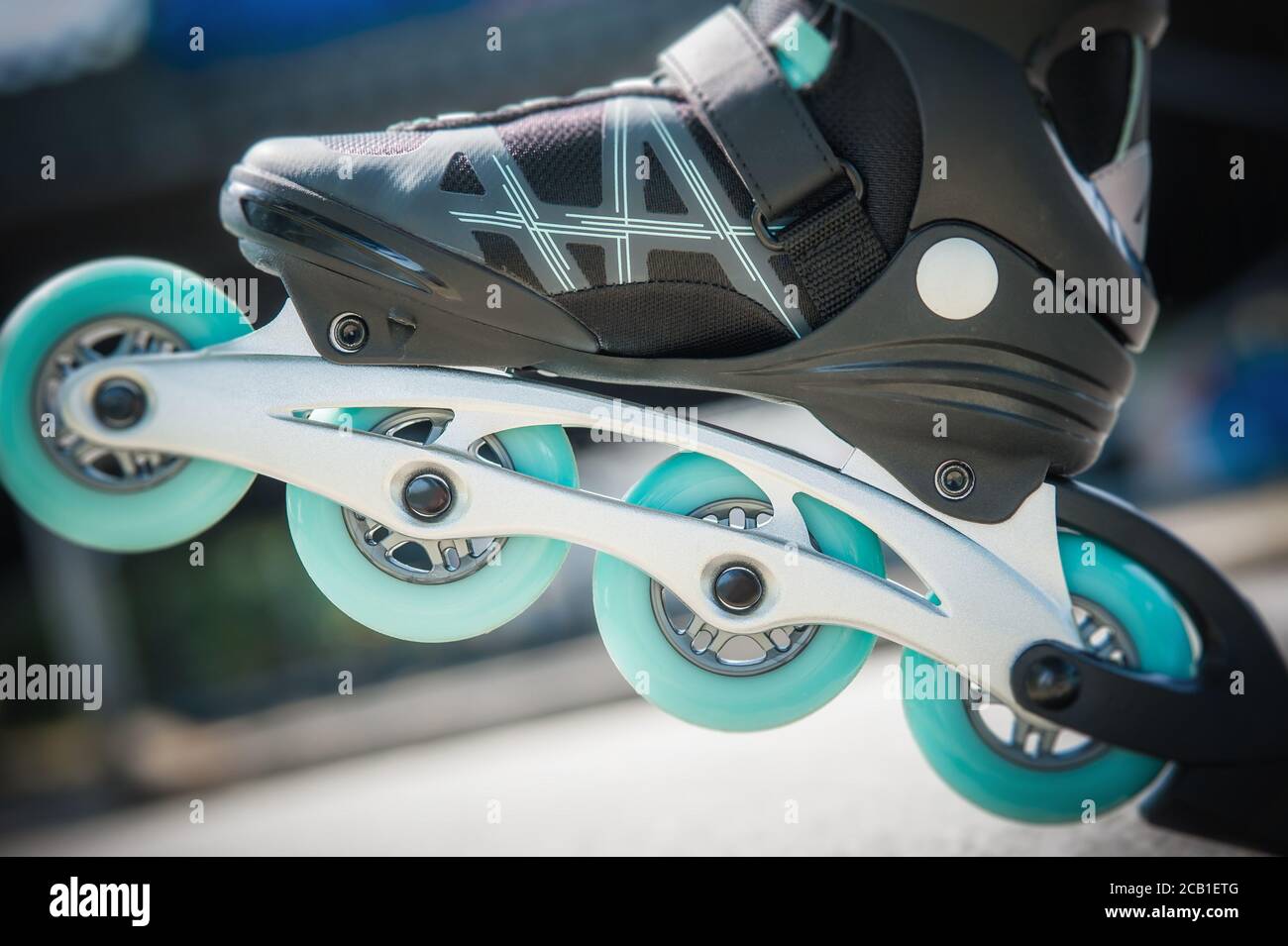 Close up of inline roller skates. Extreme sport. Lifestyle activity.  Concept about sport and leisure Stock Photo - Alamy