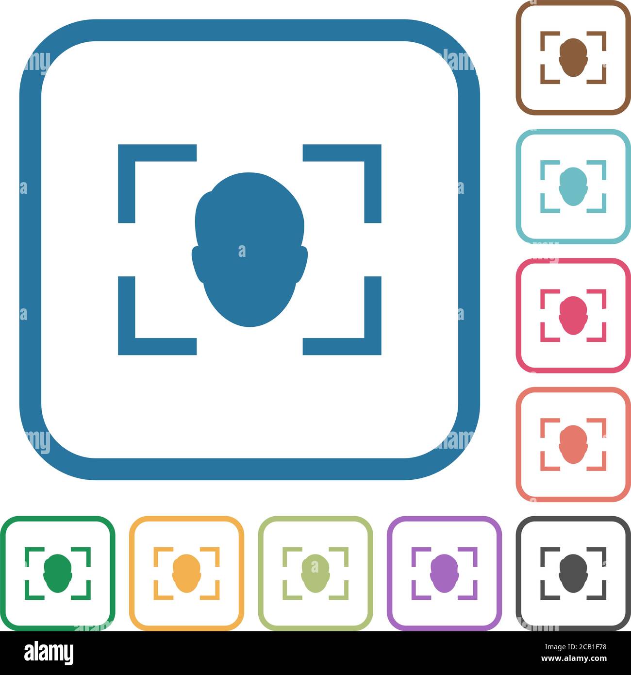 Camera selfie mode simple icons in color rounded square frames on white ...