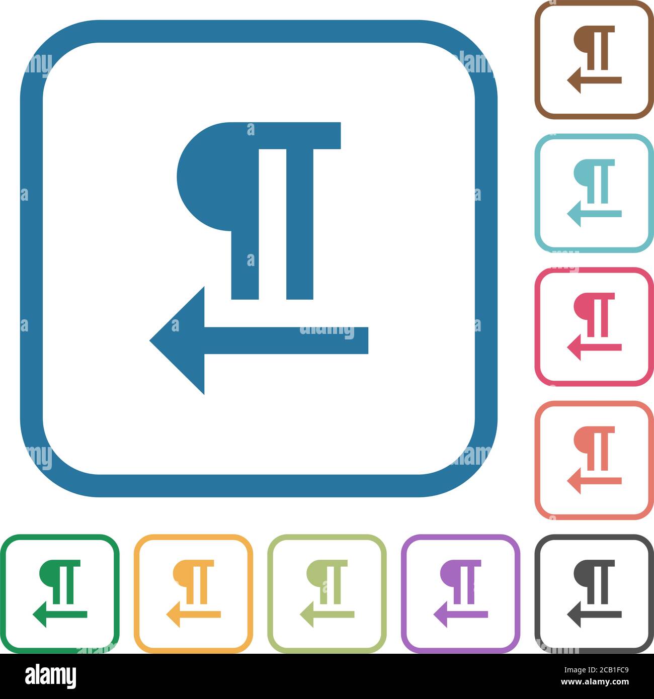 Right to left text direction simple icons in color rounded square