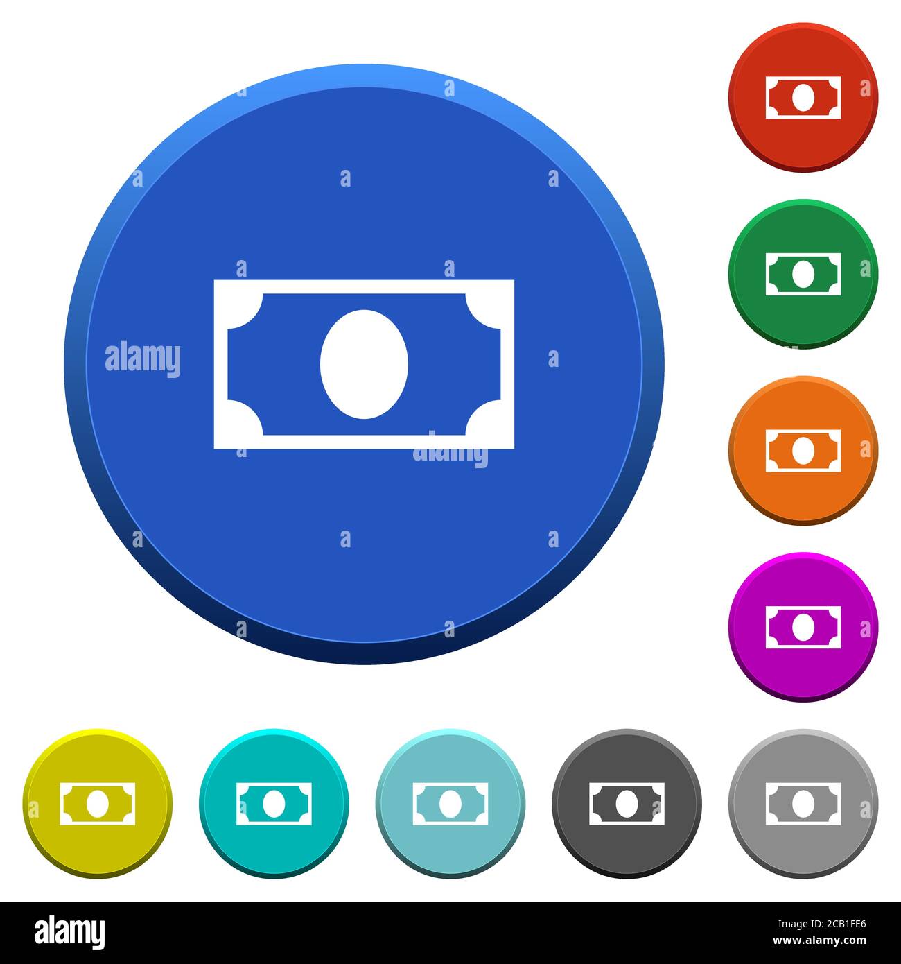 Single banknote round color beveled buttons with smooth surfaces and ...