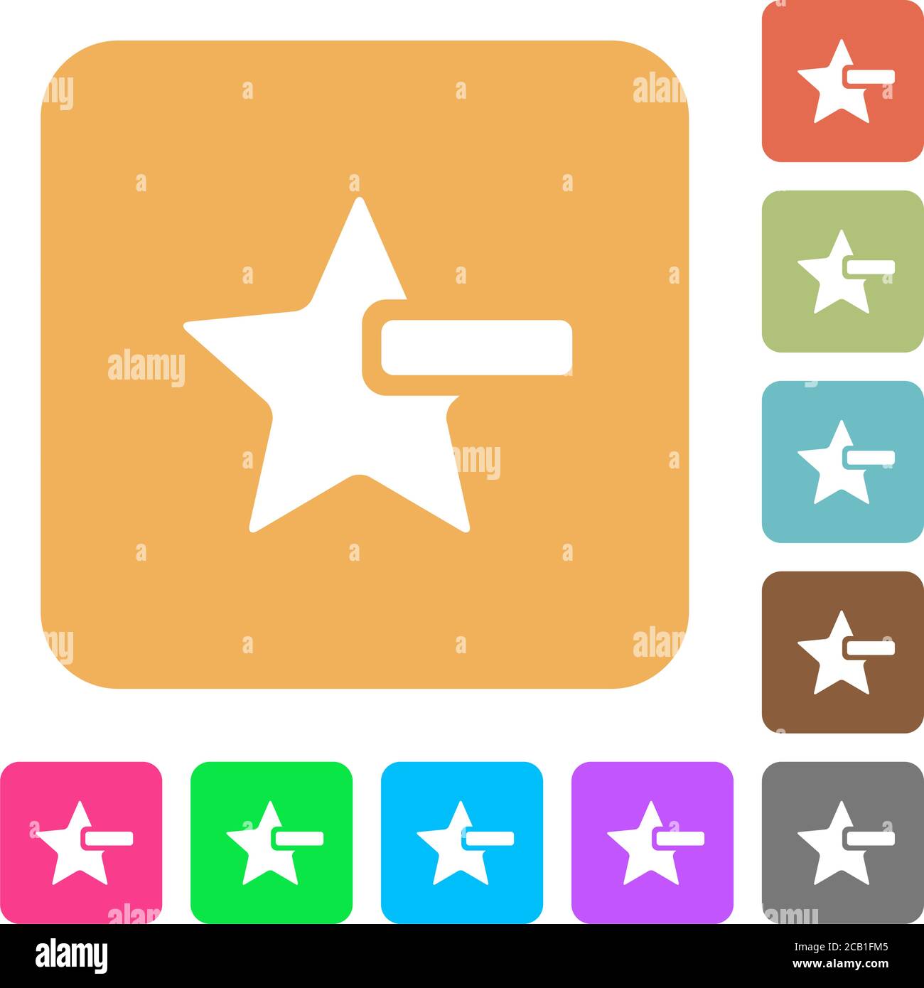 Remove star flat icons on rounded square vivid color backgrounds Stock ...