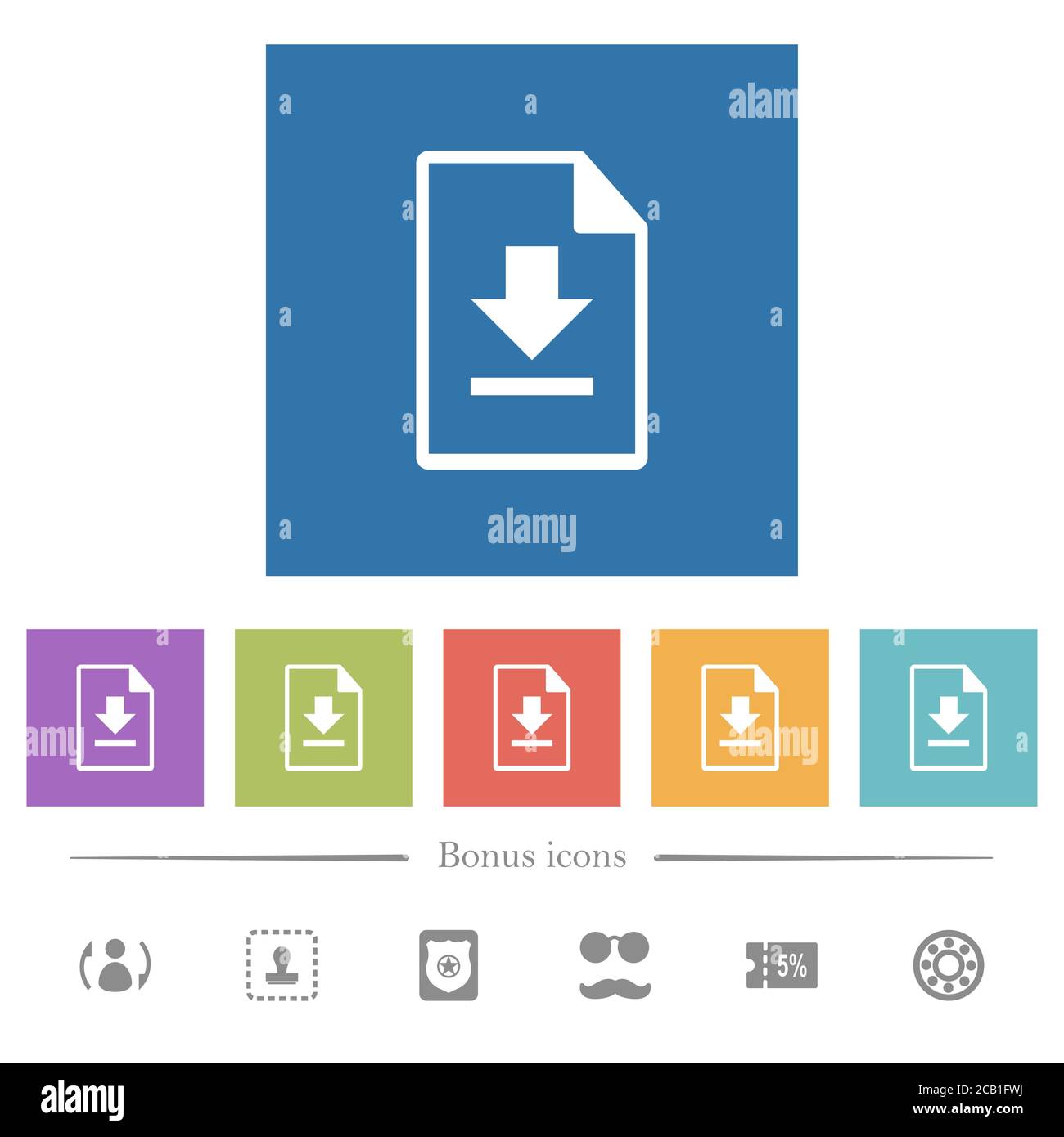 Download file flat white icons in square backgrounds. 6 bonus icons ...