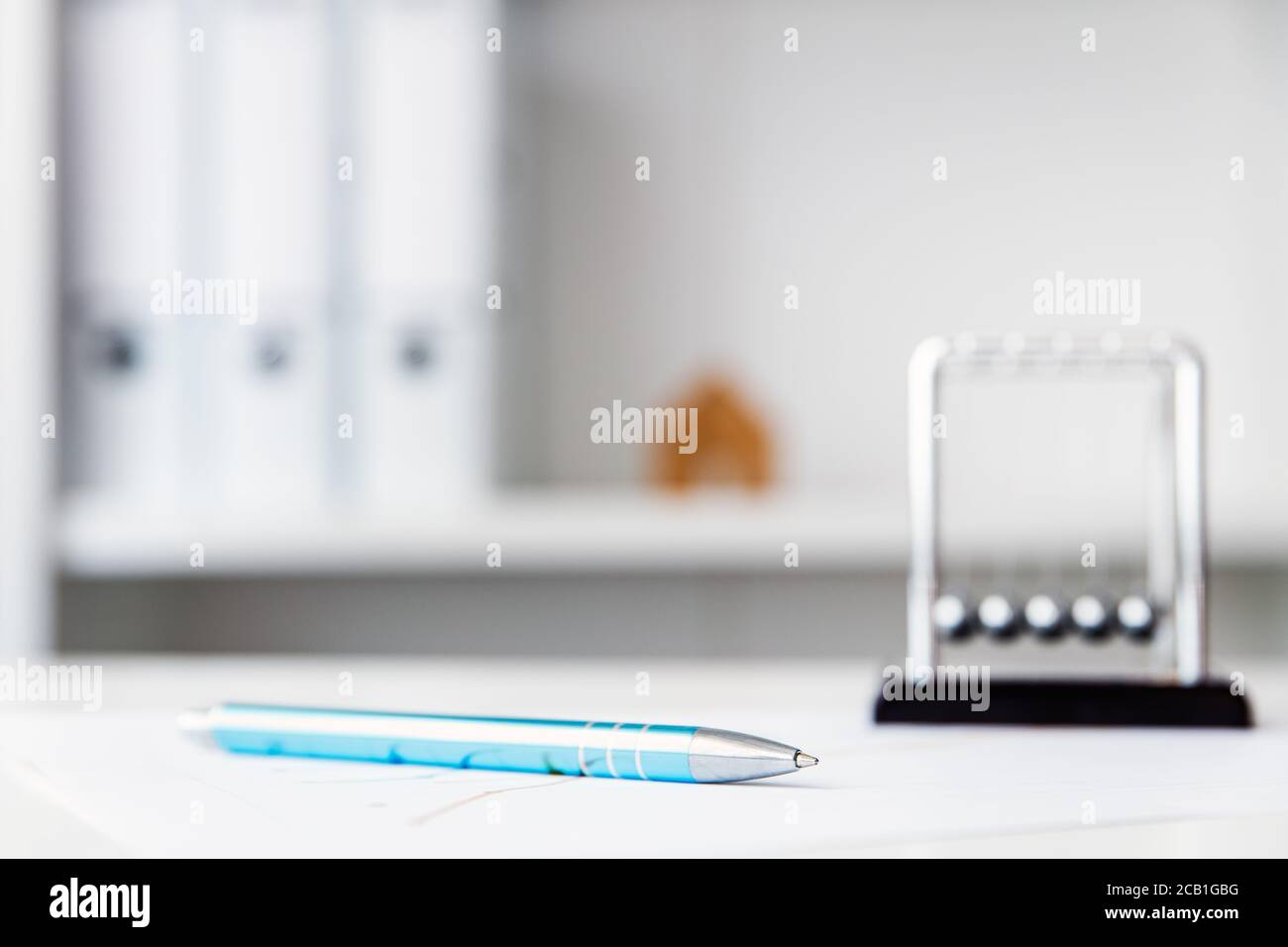 Office background with a pen and folders, workplace or workstation for a businessman Stock Photo