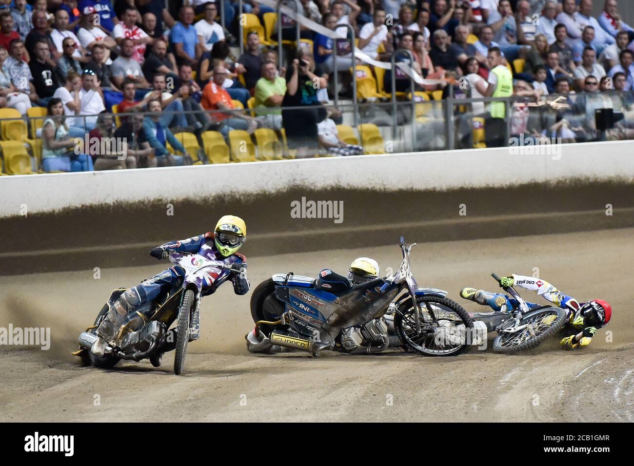 WROCLAW, POLAND - JULY 29, 2017: Speedway couple turnament race Sweden - United Kingdom during The World Games 2017. In action Craig Cook (W), Fredrik Stock Photo