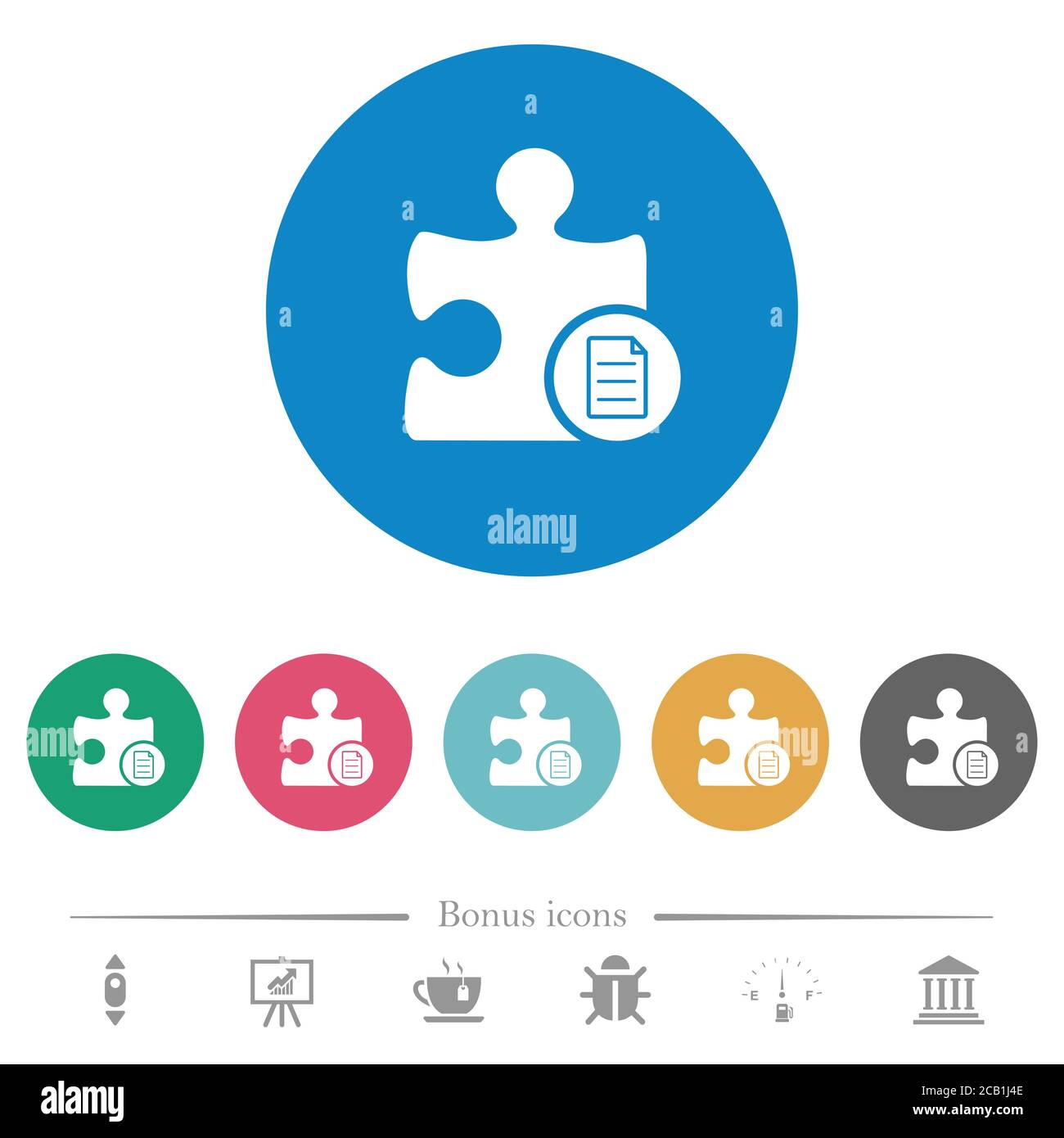 Plugin properties flat white icons on round color backgrounds. 6 bonus ...