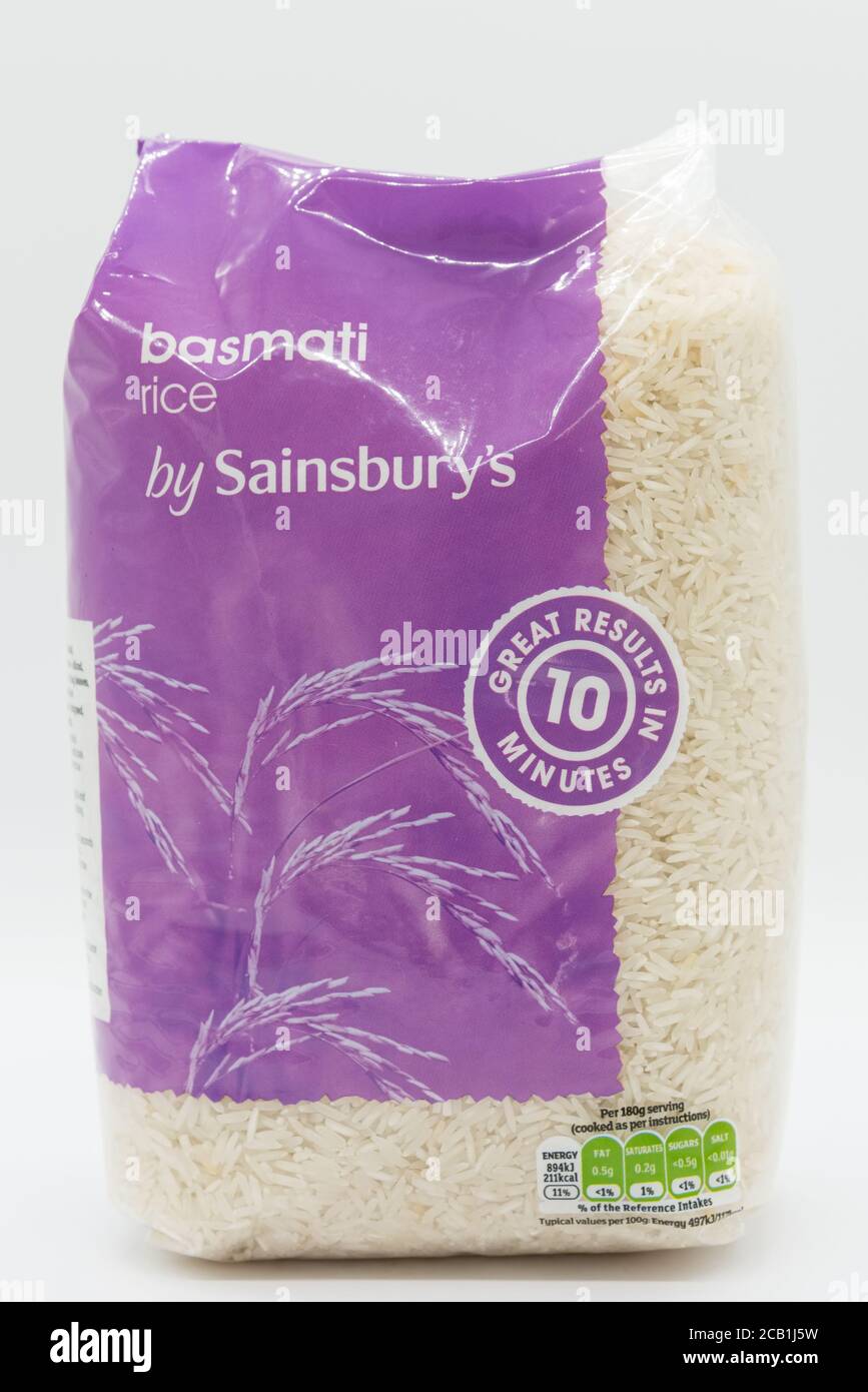 Irvine, Scotland, UK March 08, 2020 Sainsbury’s Branded basmati rice