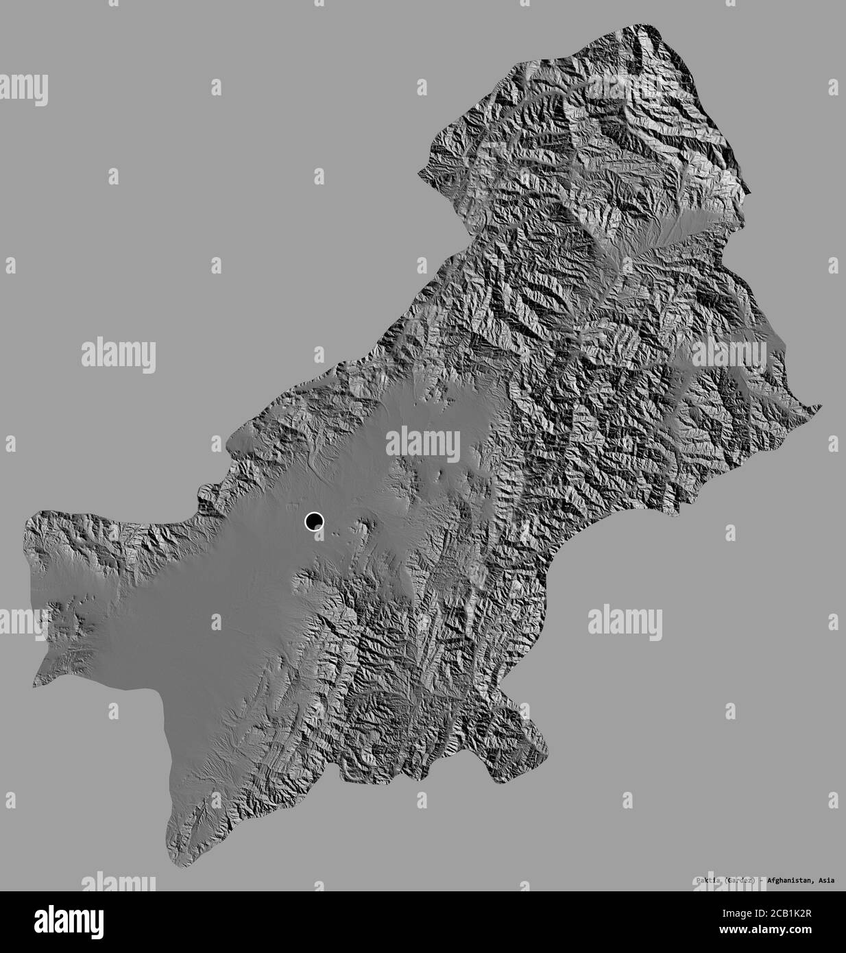 Shape of Paktia, province of Afghanistan, with its capital isolated on ...