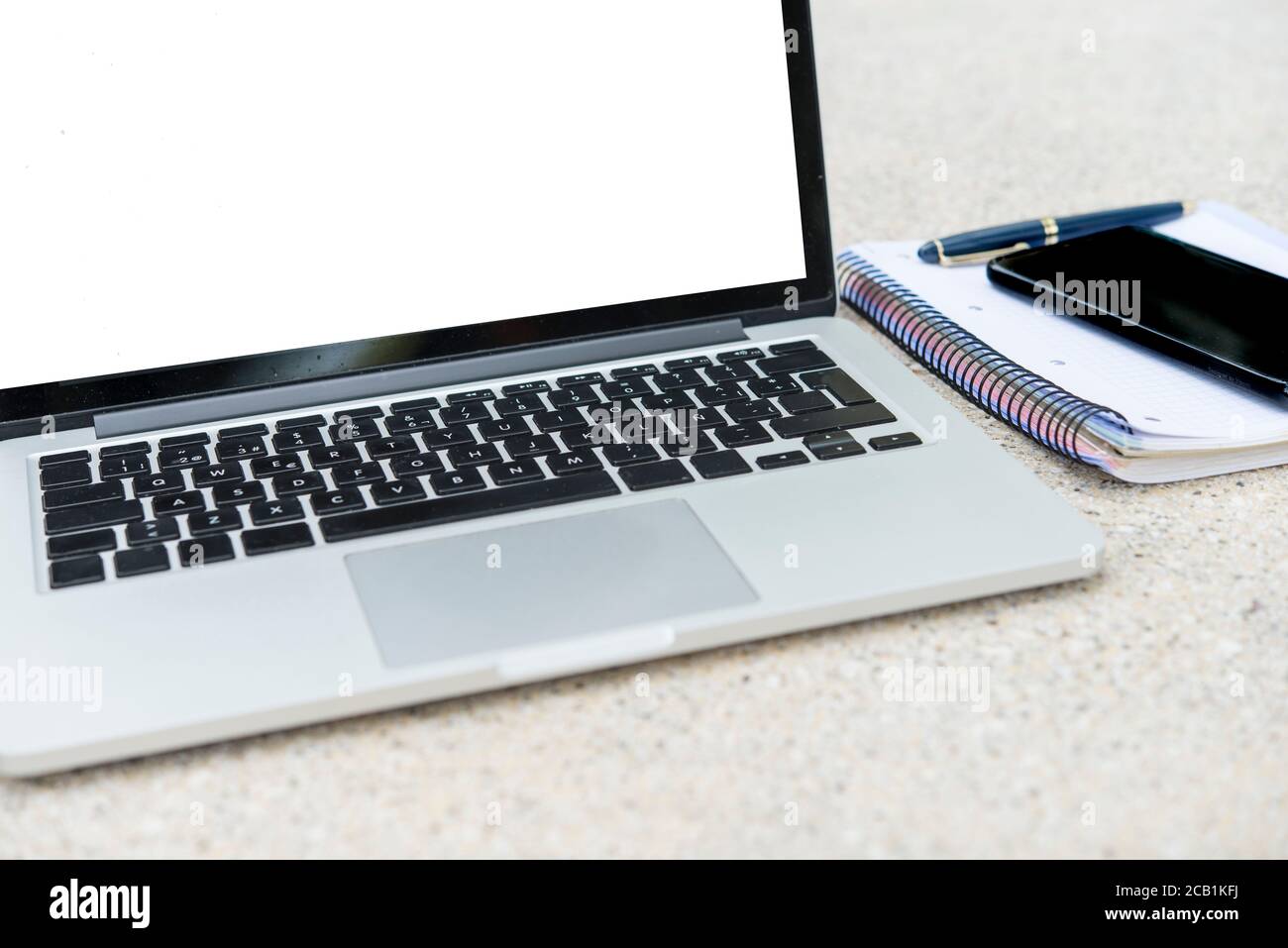 crumpled paper, notebook, computer and pencil Stock Photo