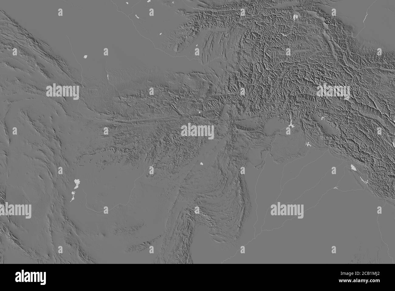 Extended area of Afghanistan. Bilevel elevation map. 3D rendering Stock ...