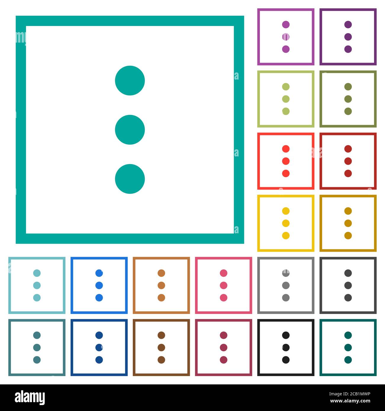 More options flat color icons with quadrant frames on white background ...