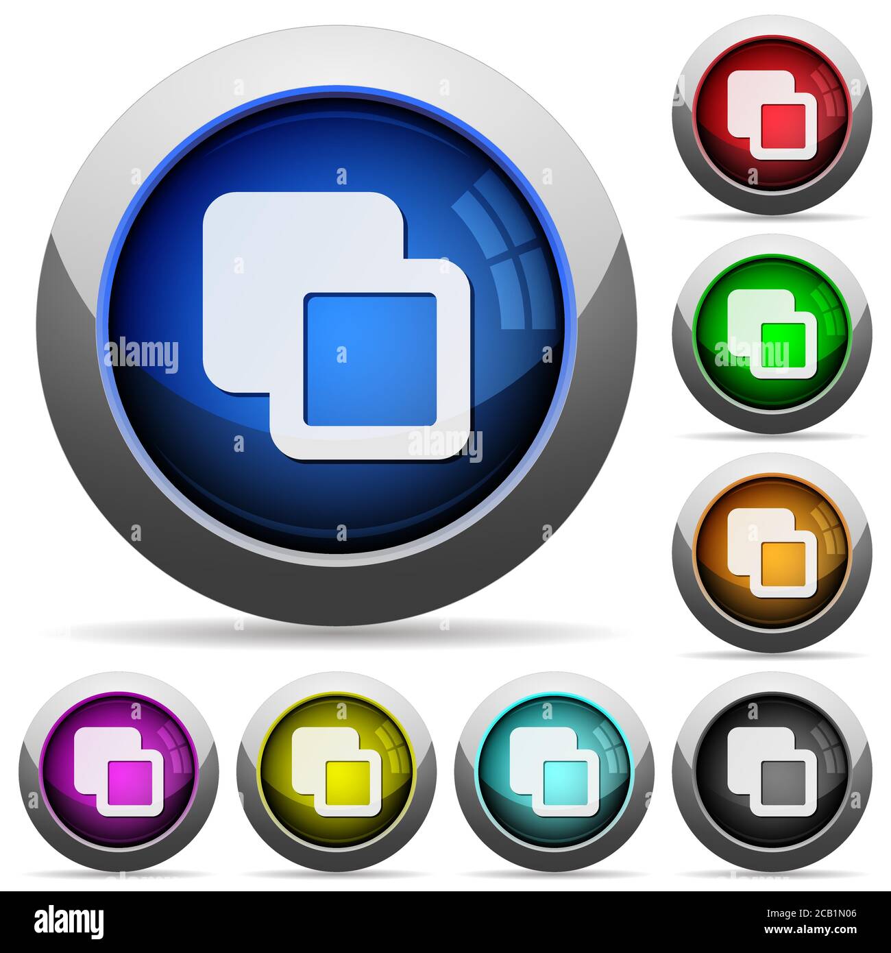 Subtract shapes icons in round glossy buttons with steel frames Stock ...