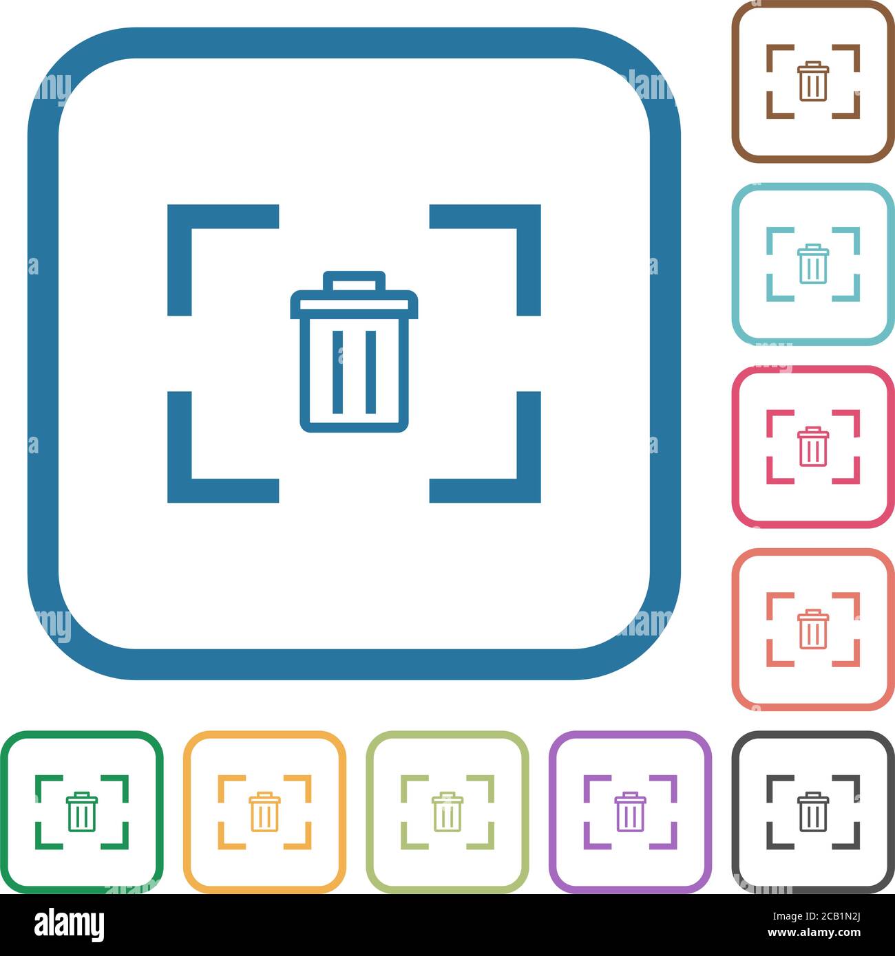 Delete image from camera simple icons in color rounded square frames on