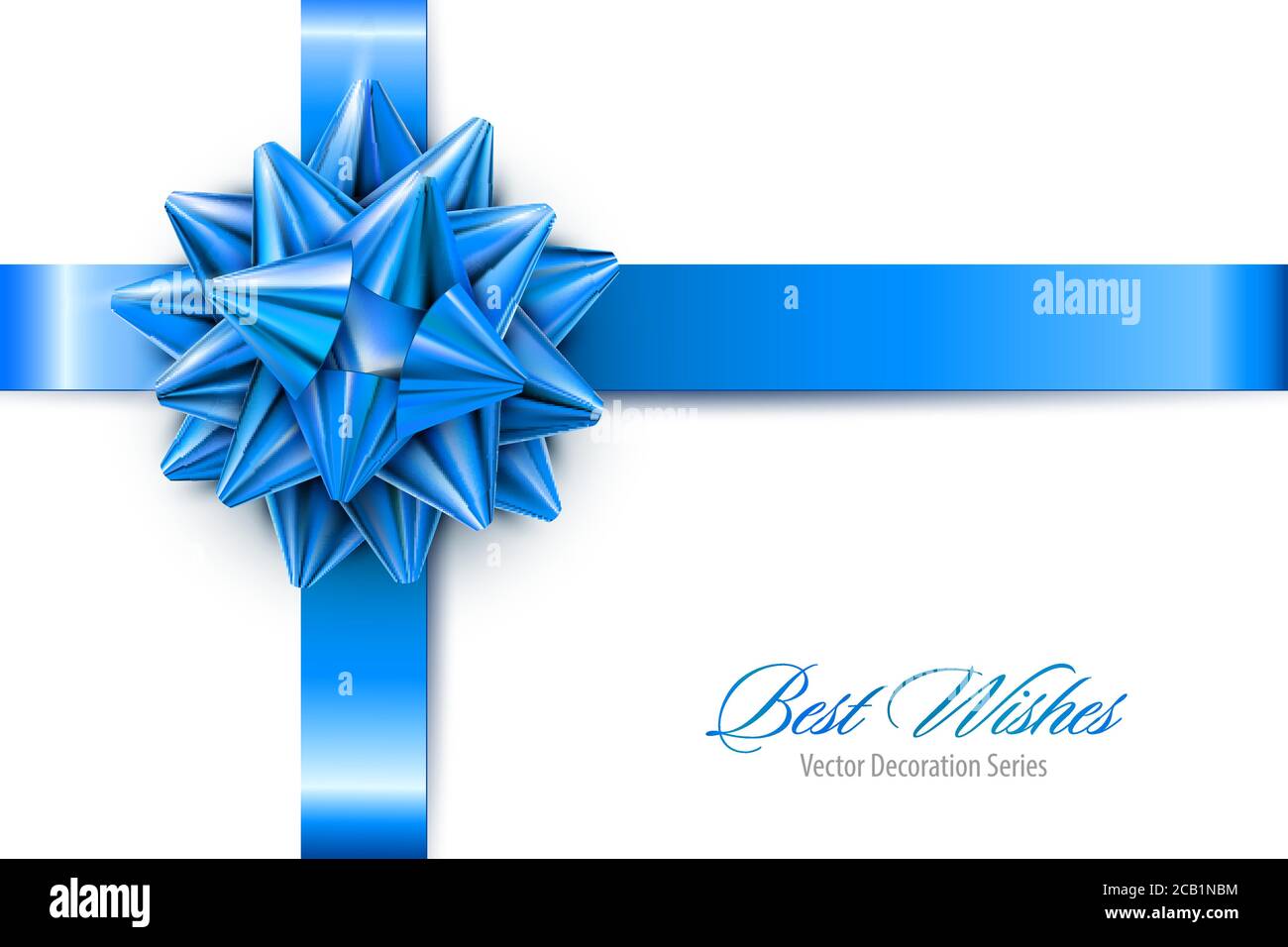 Vector Blue Realistic Bow with Ribbons Isolated on White Background Stock Vector
