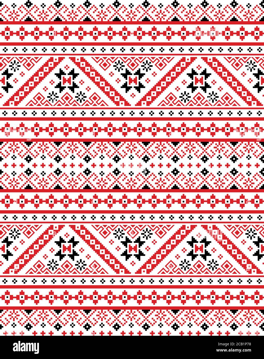 Ukrainian, Belarusian retro folk art vector seamless pattern, cross-stitch ornament inpired by traditional embroidery Vyshyvanka Stock Vector