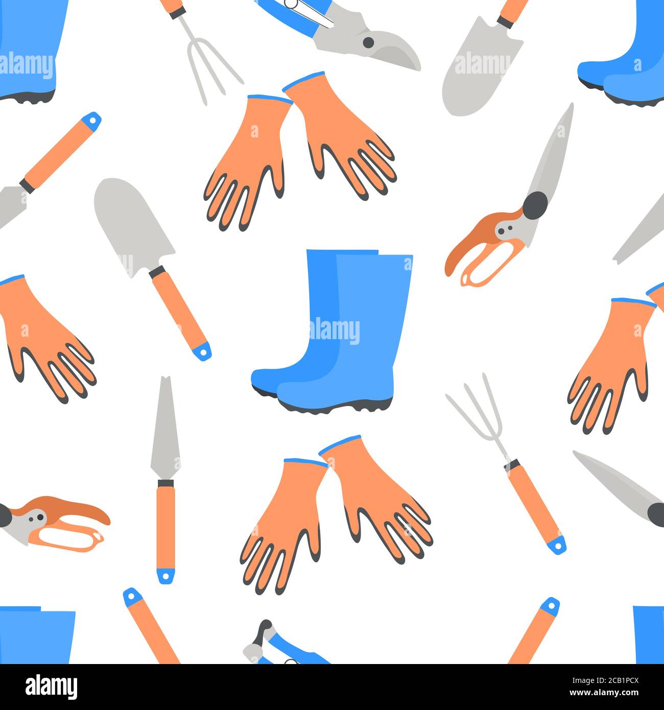 Vector seamless pattern Illustration with gardening tools and rubber ...
