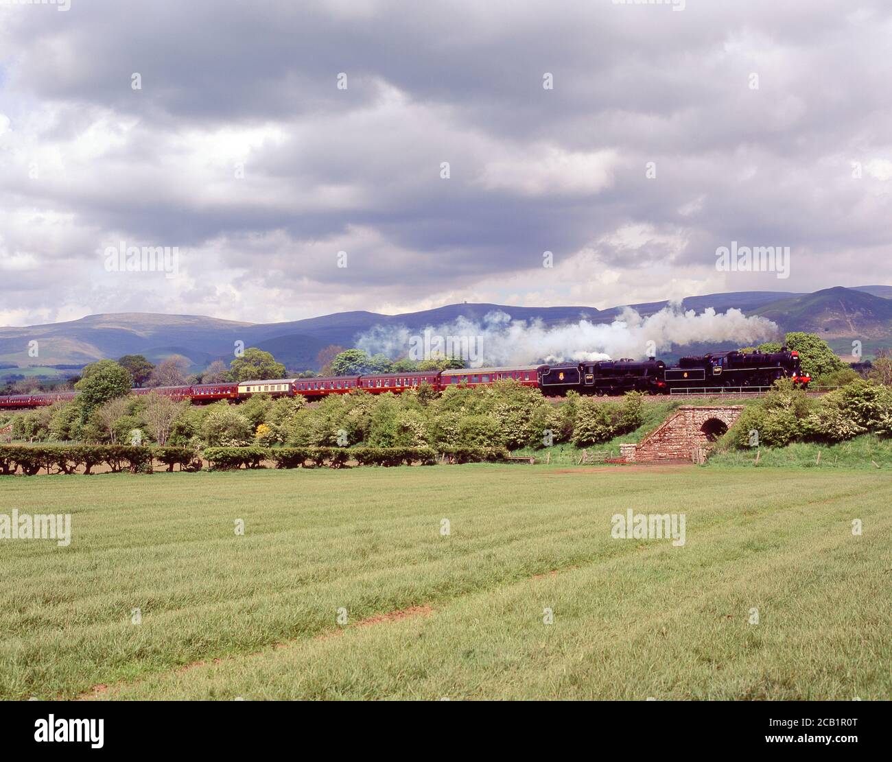Steam Train at Keld on the Settle to Carlisle Railway, Cumbria, England Stock Photo