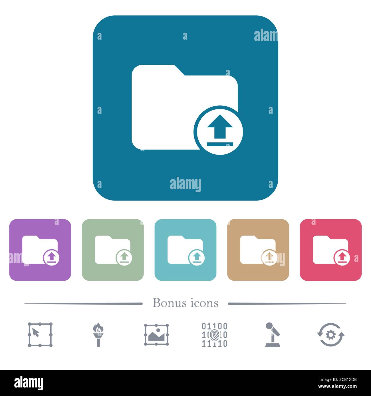 Upload directory white flat icons on color rounded square backgrounds ...