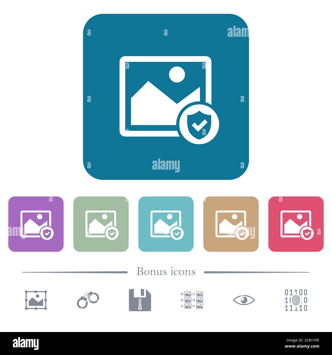 Protected image white flat icons on color rounded square backgrounds. 6 ...