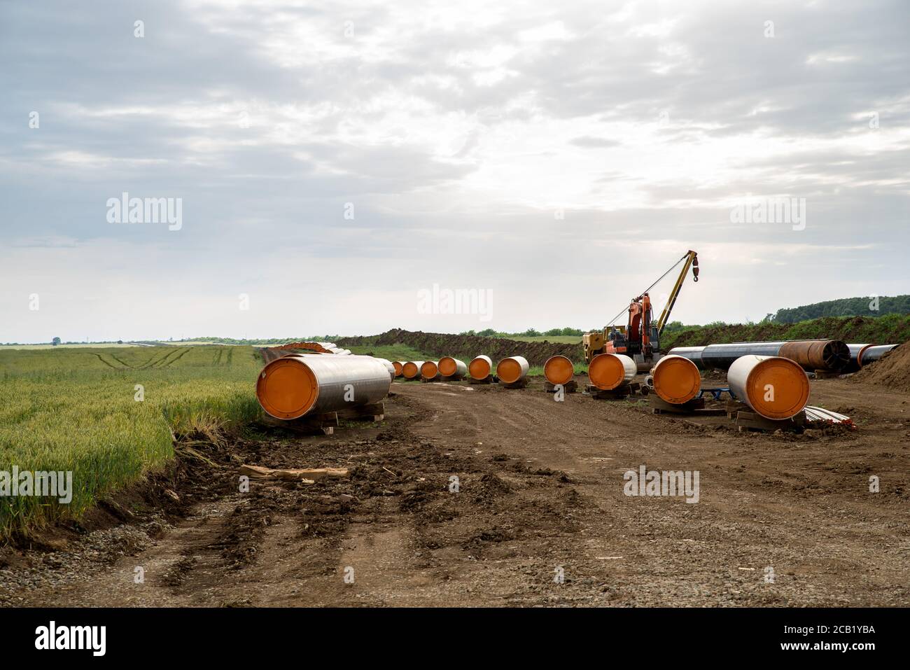 Construction works for pipeline Balkan Stream in Bulgaria Stock Photo