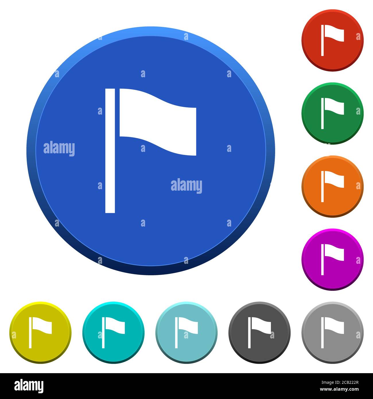 Flag round color beveled buttons with smooth surfaces and flat white ...