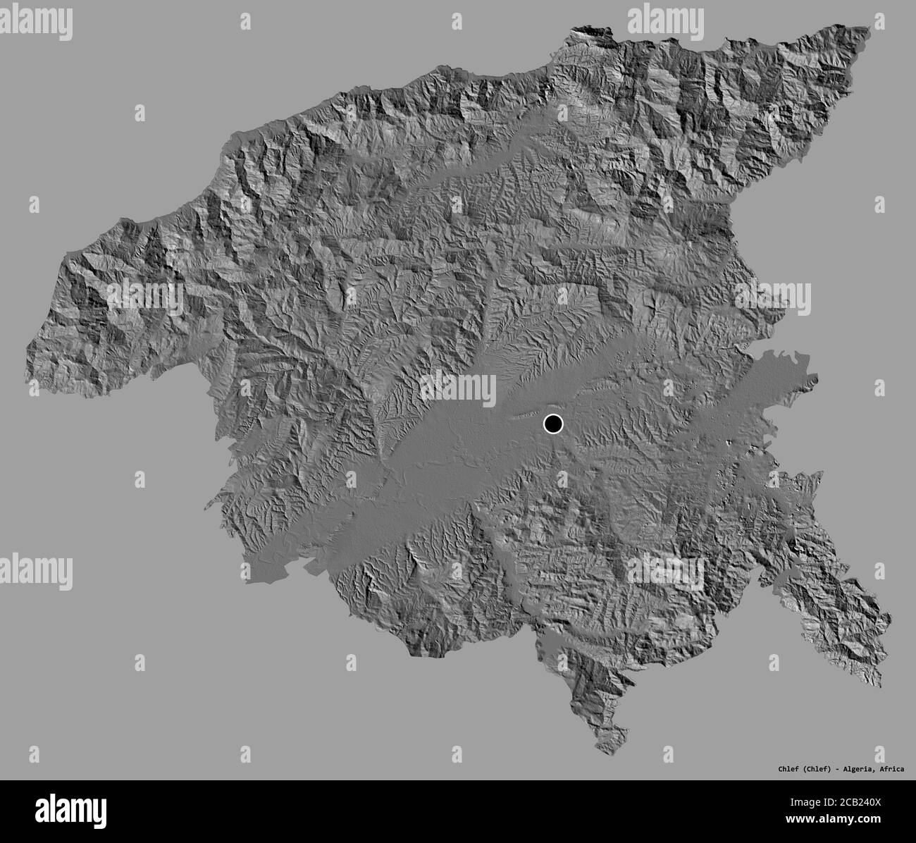 Shape of Chlef, province of Algeria, with its capital isolated on a ...