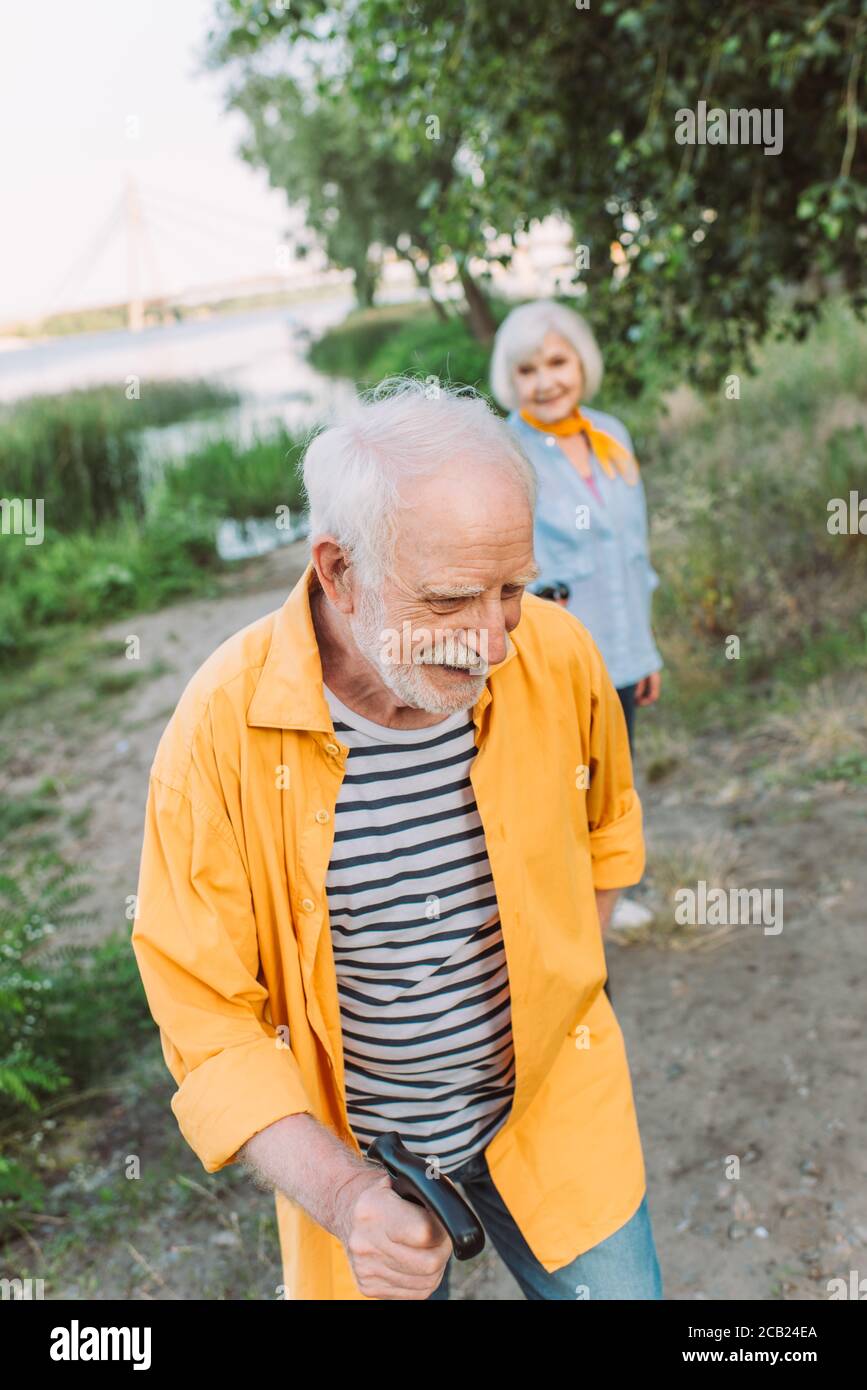 Senior man walking stick hi-res stock photography and images - Alamy