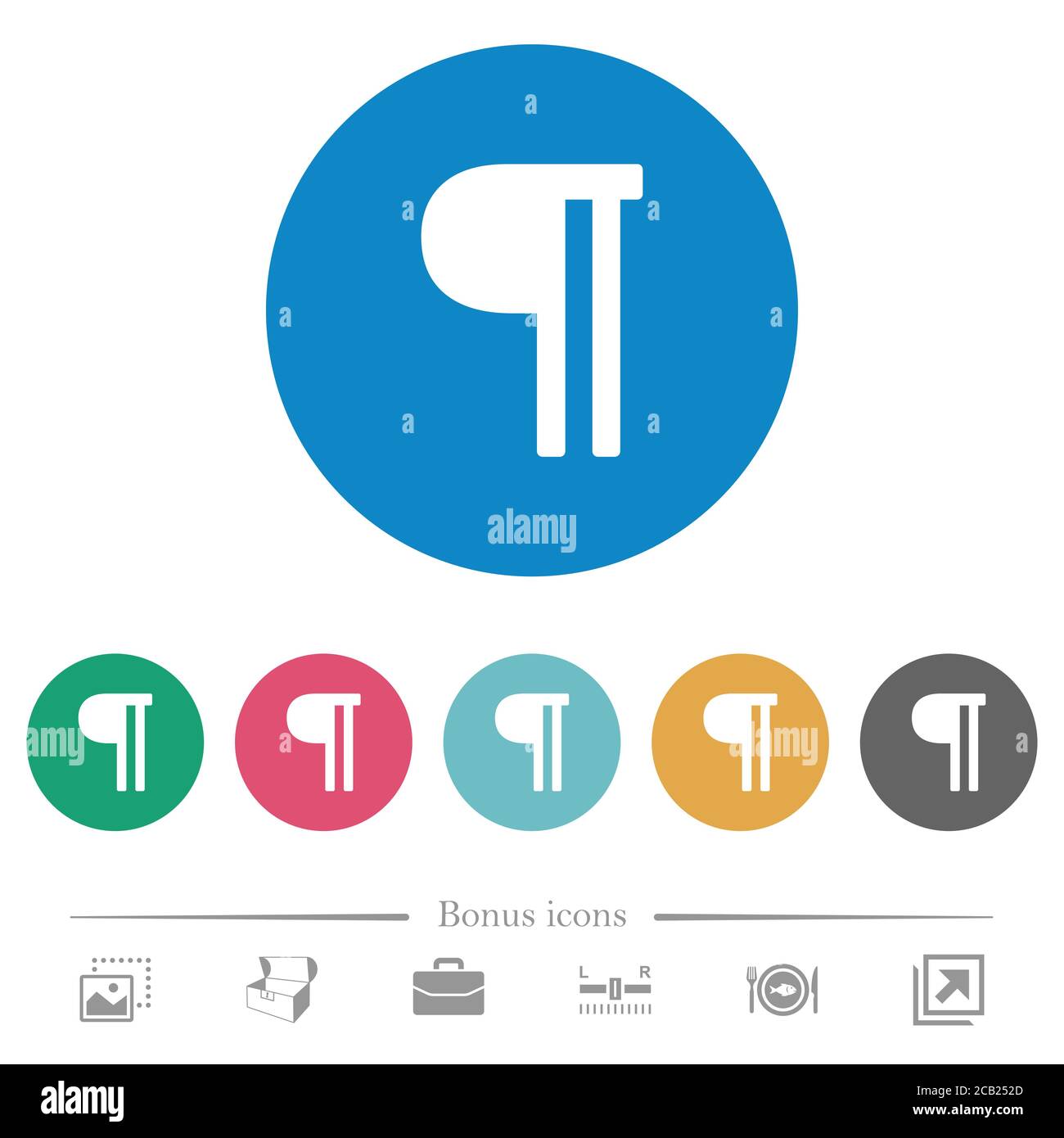 Text paragraph flat white icons on round color backgrounds. 6 bonus