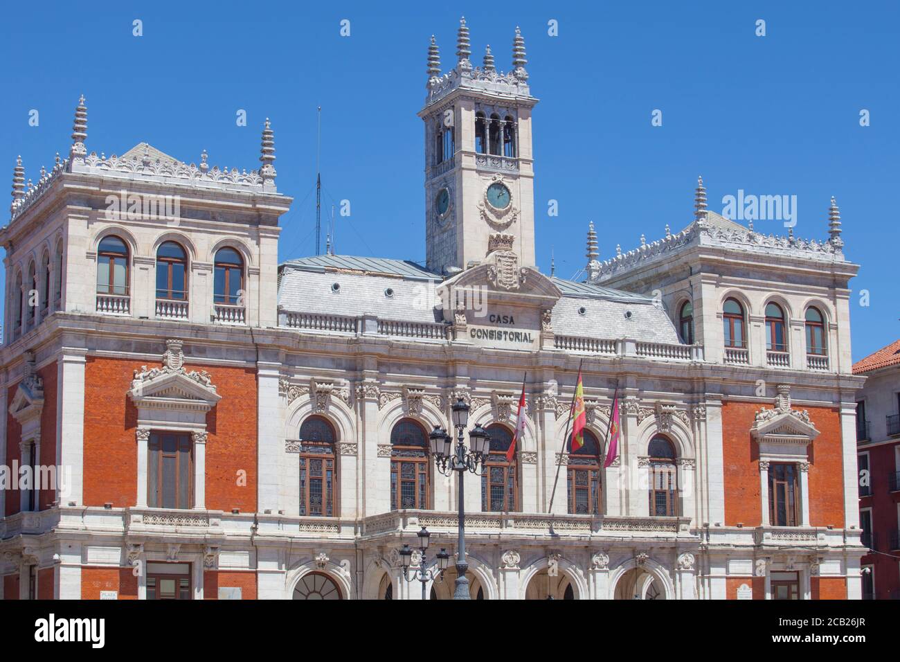 Valladolid, Spain - July 18th, 2020: Main Square or Plaza Mayor of Valladolid, Spain. Emblematic location of the city Stock Photo