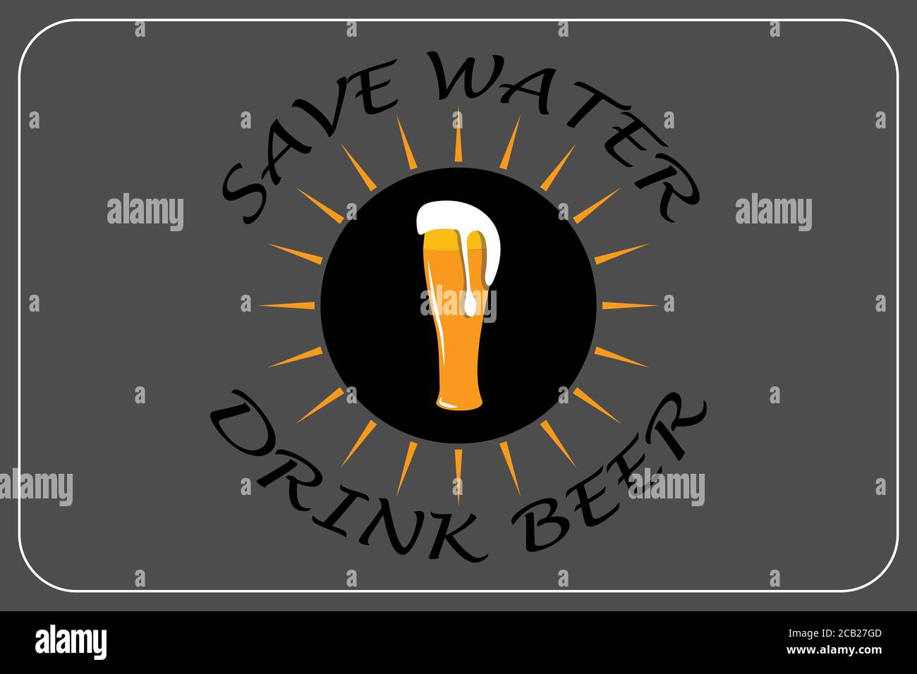 Vector illustration with the text "Save water, drink beer" Stock Vector