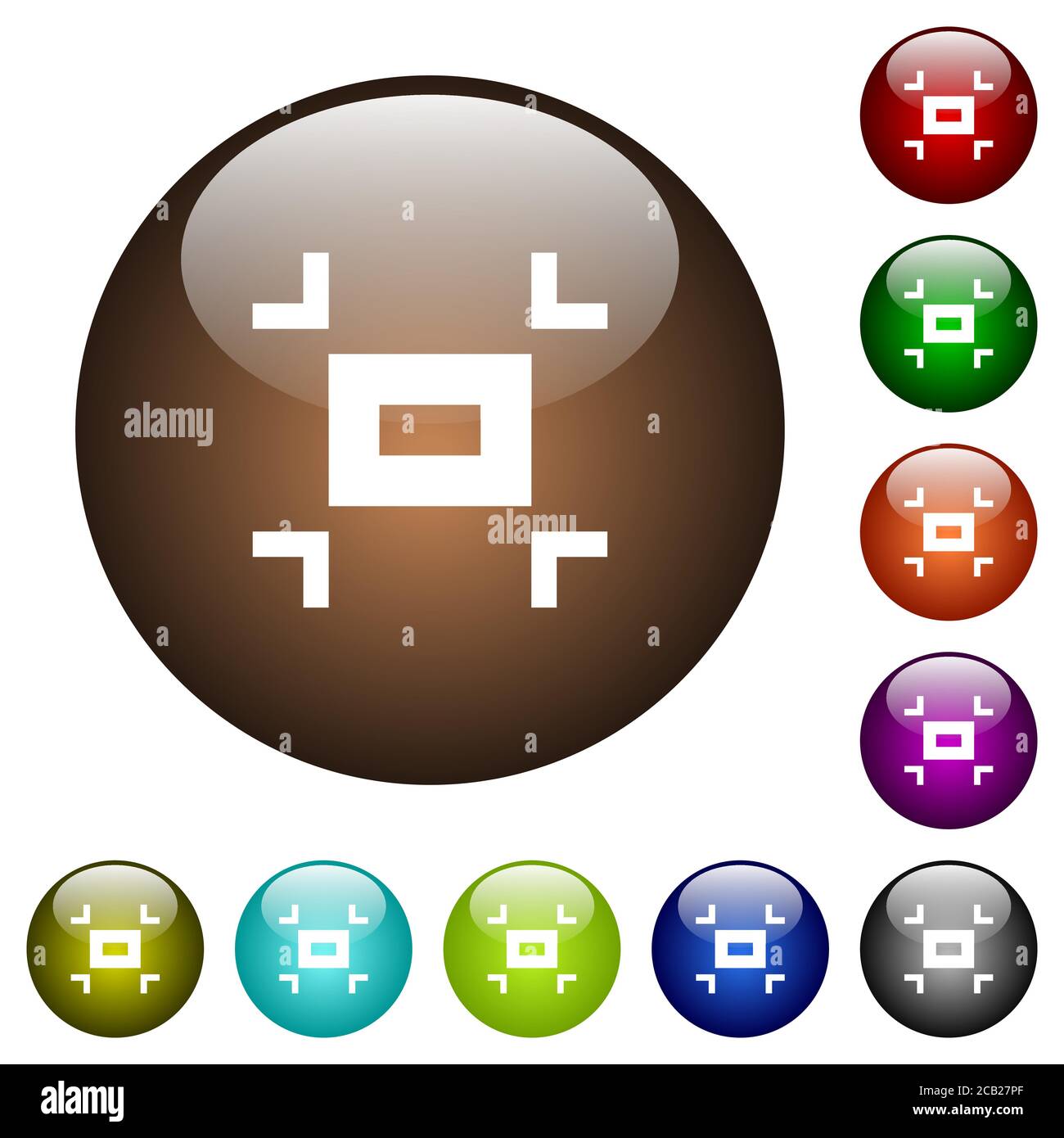 Small screen white icons on round color glass buttons Stock Vector ...