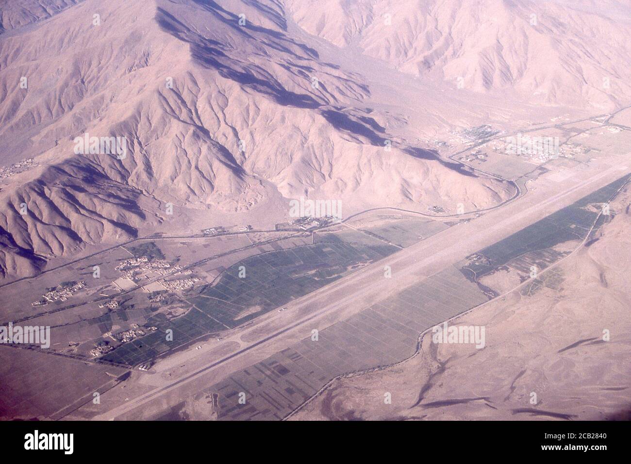 TIBET - LHASA GONGGAR AIRPORT AERIAL VIEW IN 1987. Stock Photo