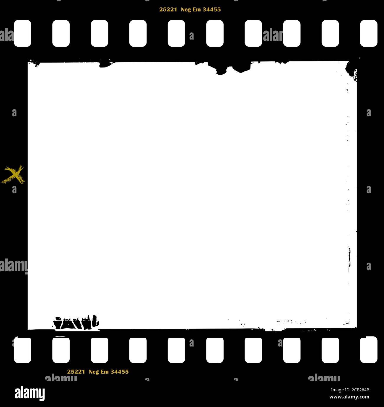 Empty frame of photographic analog film, camera film, grungy photo