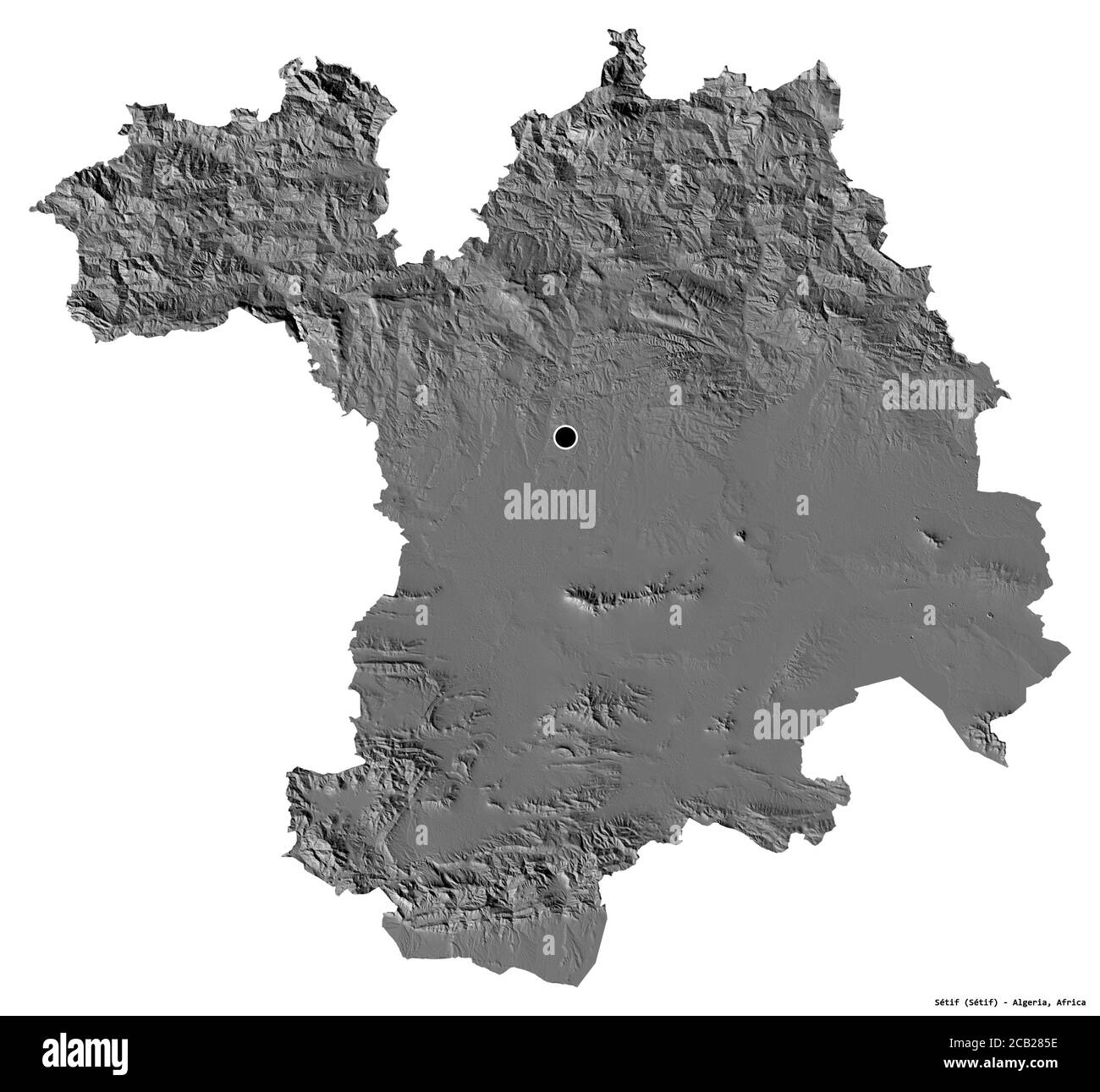 Shape of Sétif, province of Algeria, with its capital isolated on white ...