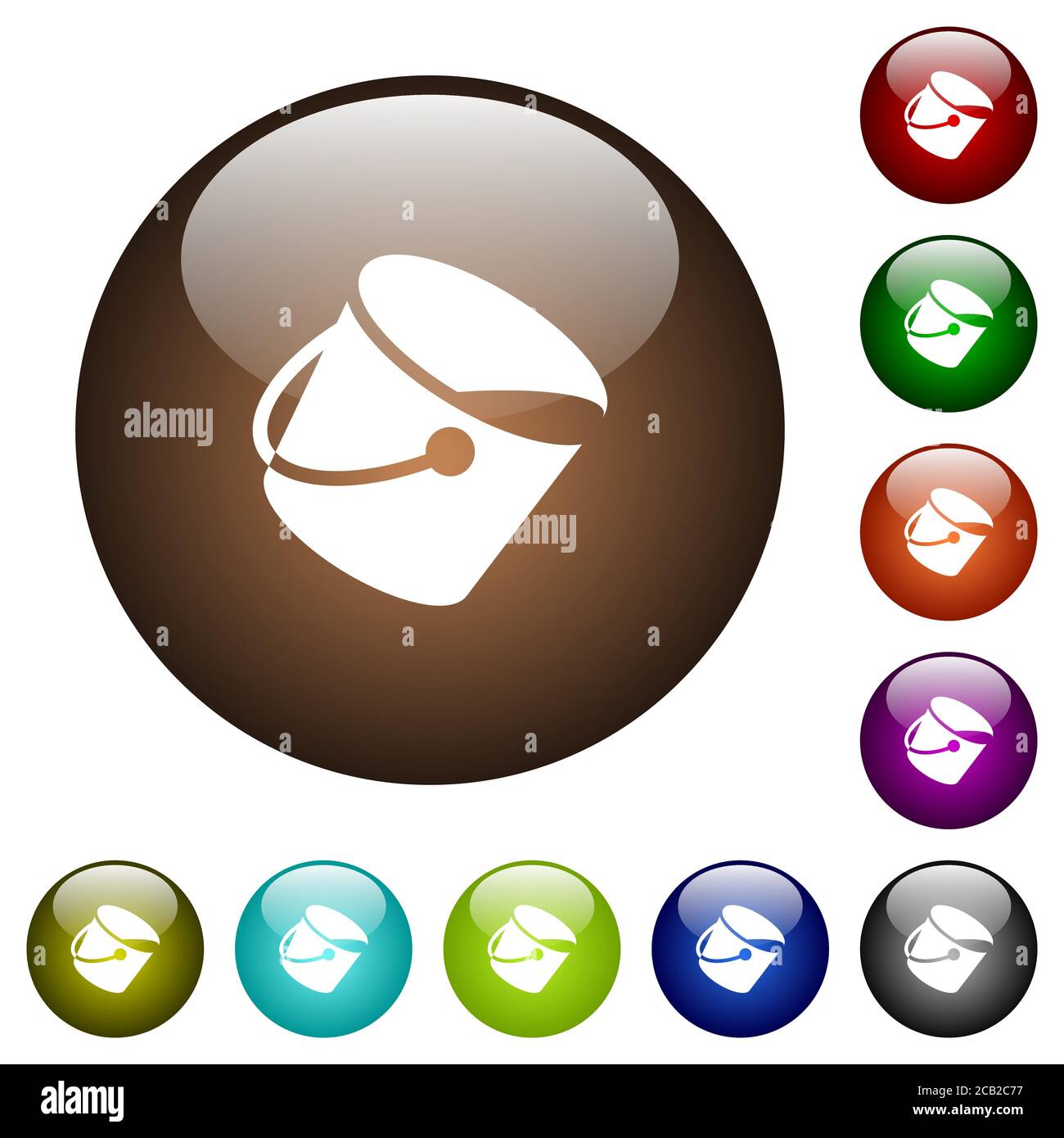 Paint bucket white icons on round color glass buttons Stock Vector ...