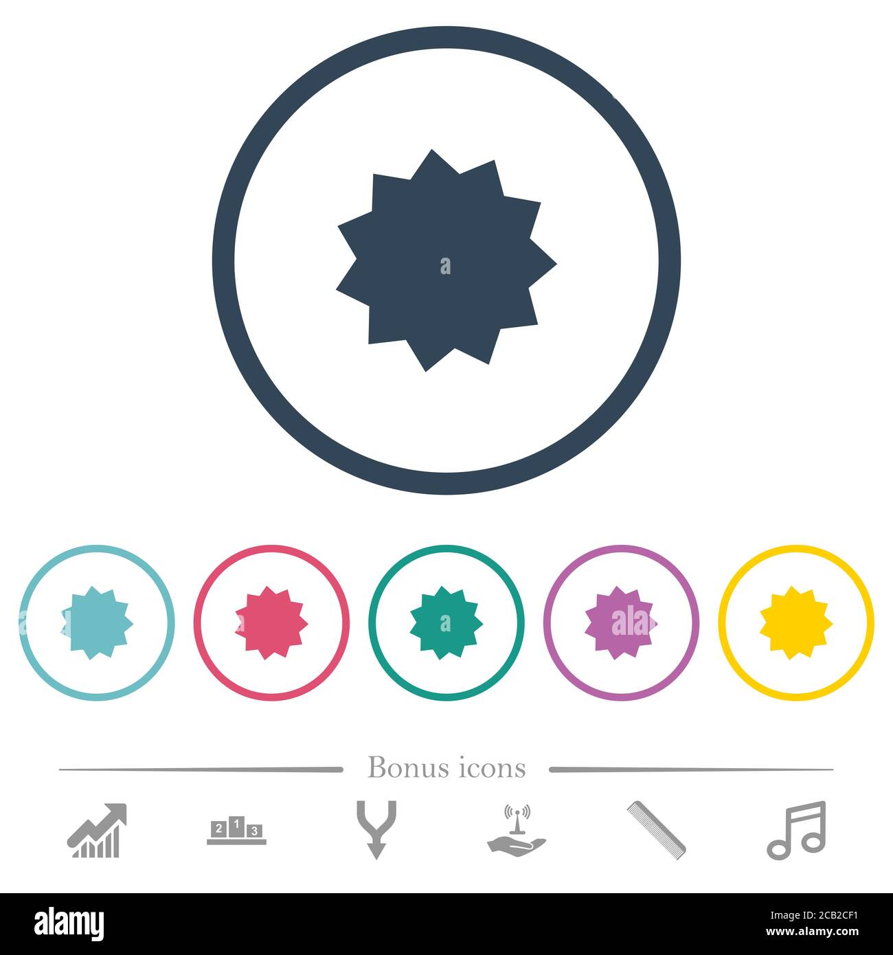 Certificate sticker flat color icons in round outlines. 6 bonus icons ...