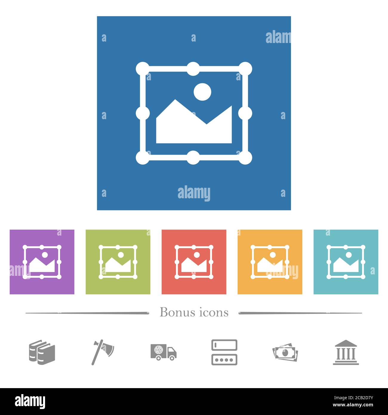 Image free transform flat white icons in square backgrounds. 6 bonus ...