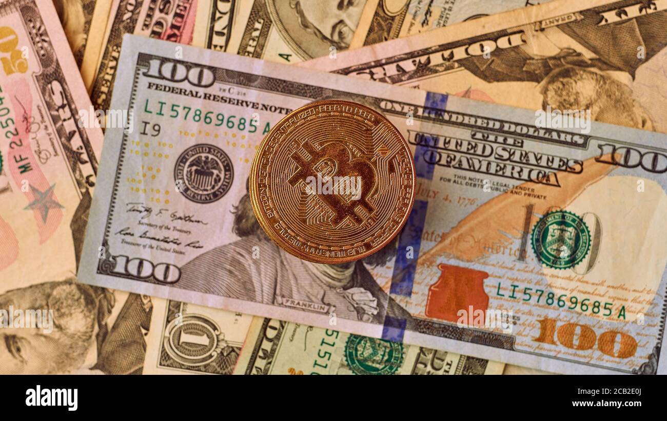 Top view business concept of bitcoin cryptocurrency money isolated on white  background Stock Photo - Alamy