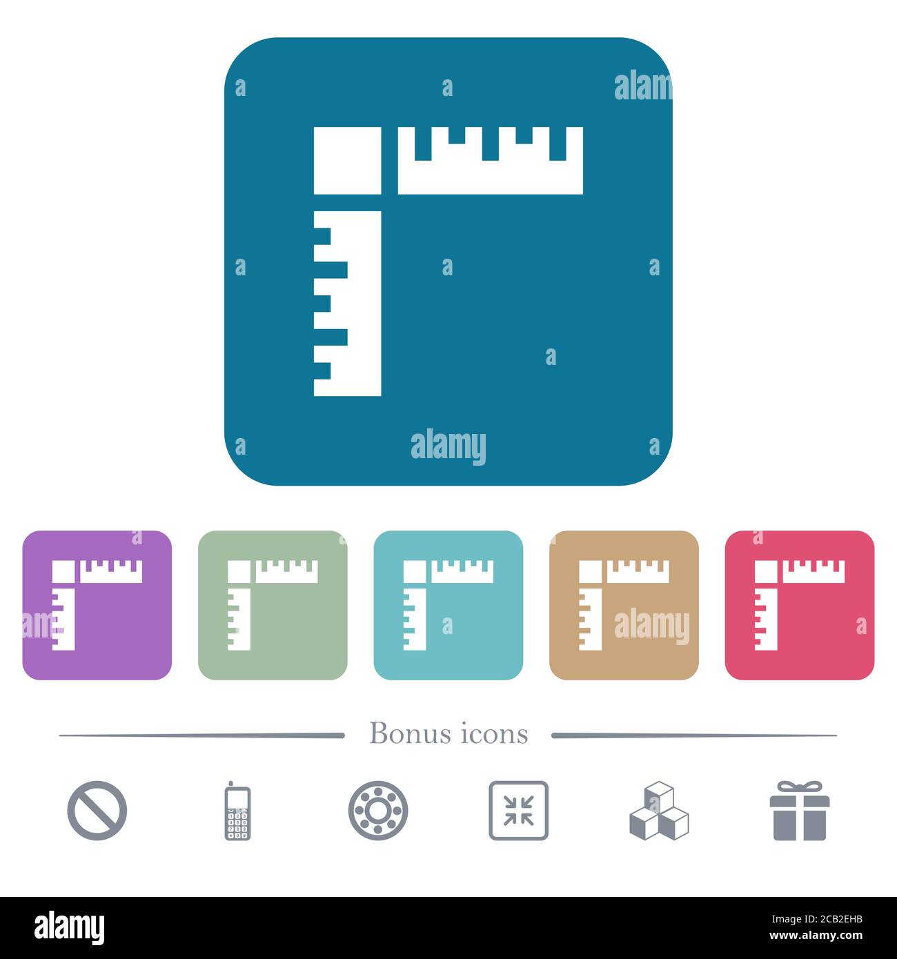 Page rulers white flat icons on color rounded square backgrounds. 6 ...