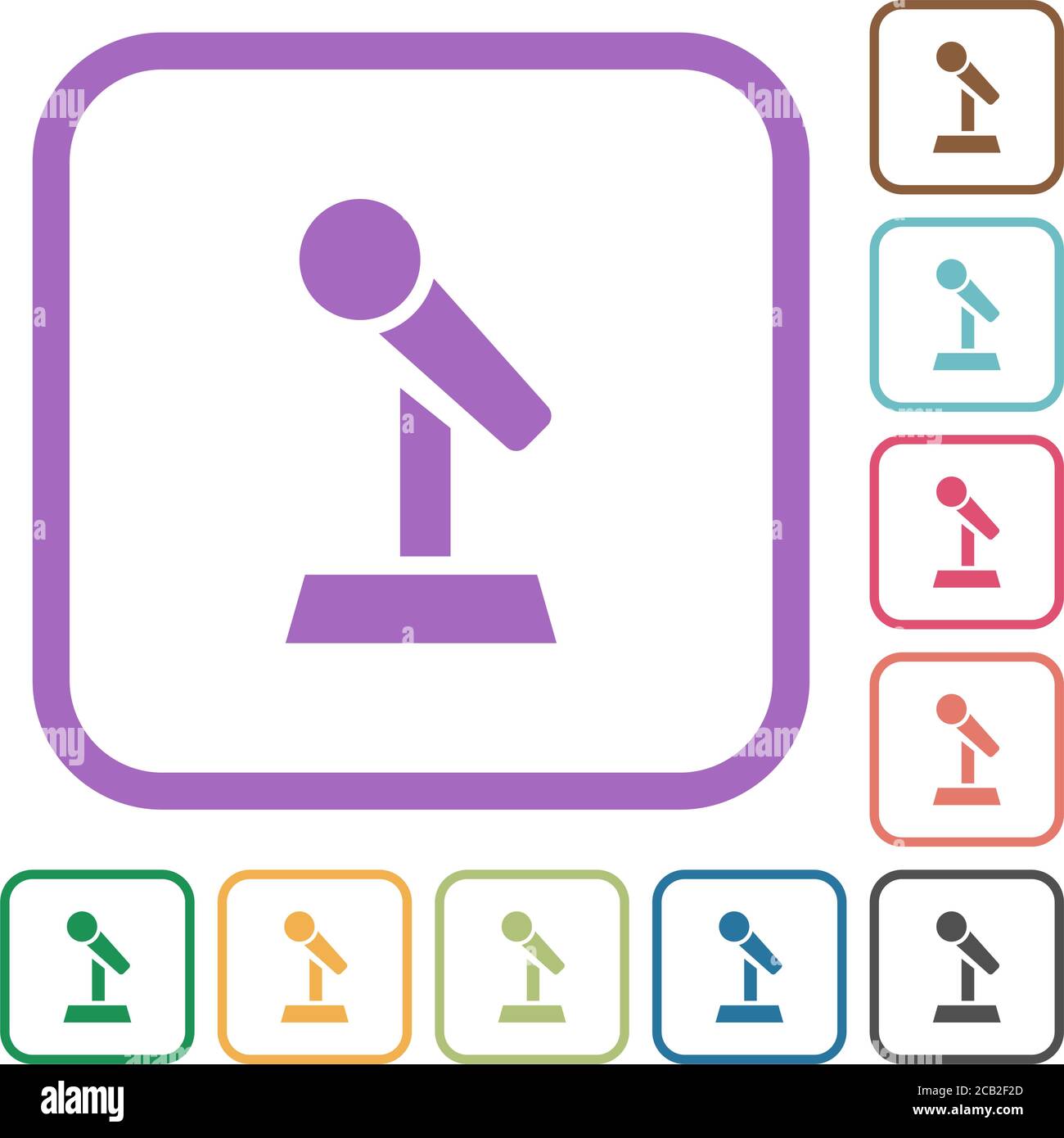 Microphone with stand simple icons in color rounded square frames on ...
