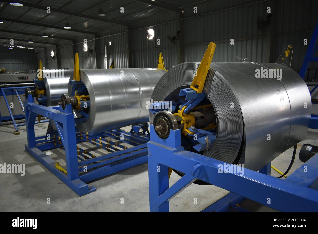 Industrial air ducts ventilation made of galvanized metal Rectangular industrial used to transport ventilation to a whole building Stock Photo