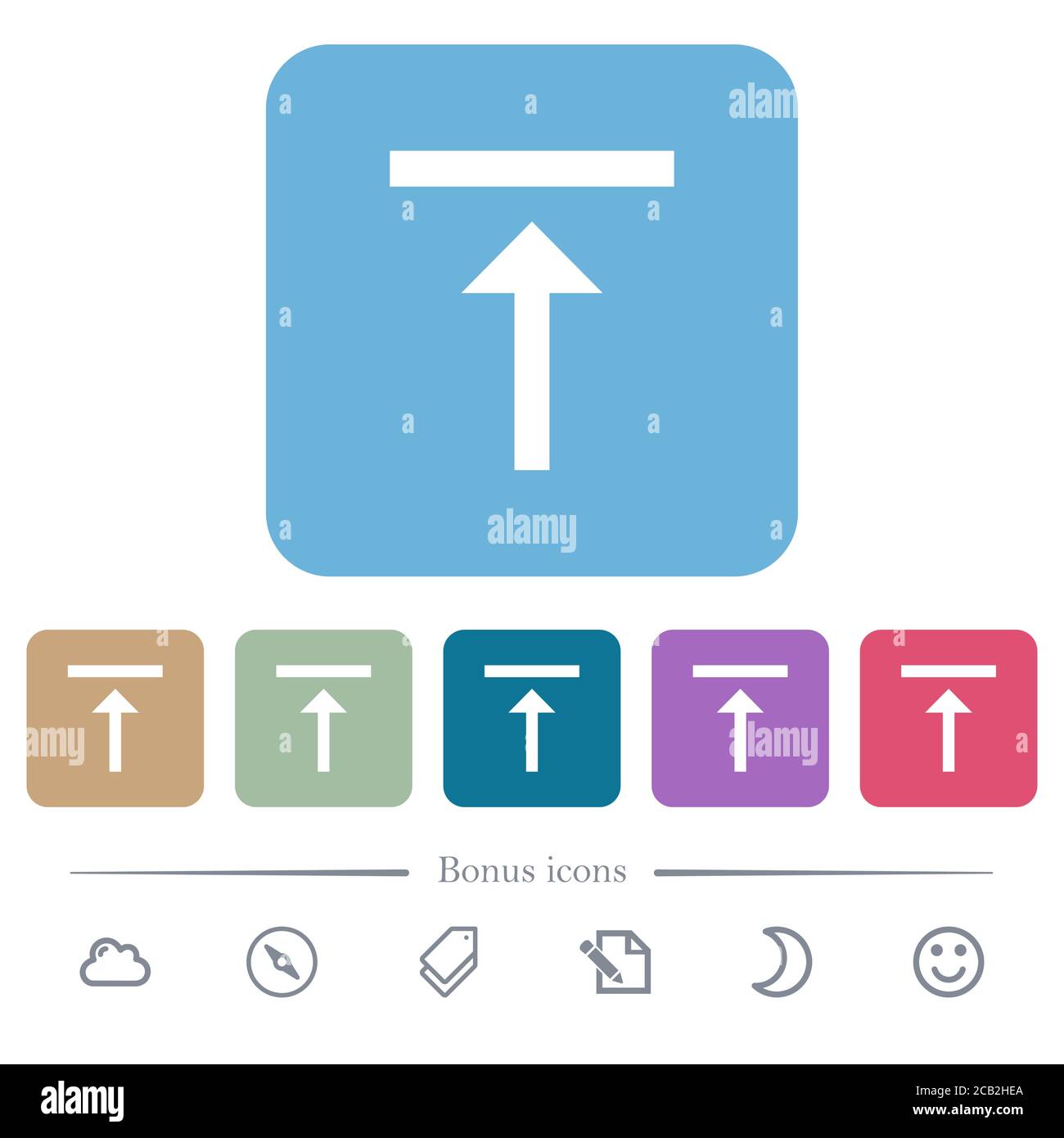 Vertical align top white flat icons on color rounded square backgrounds ...