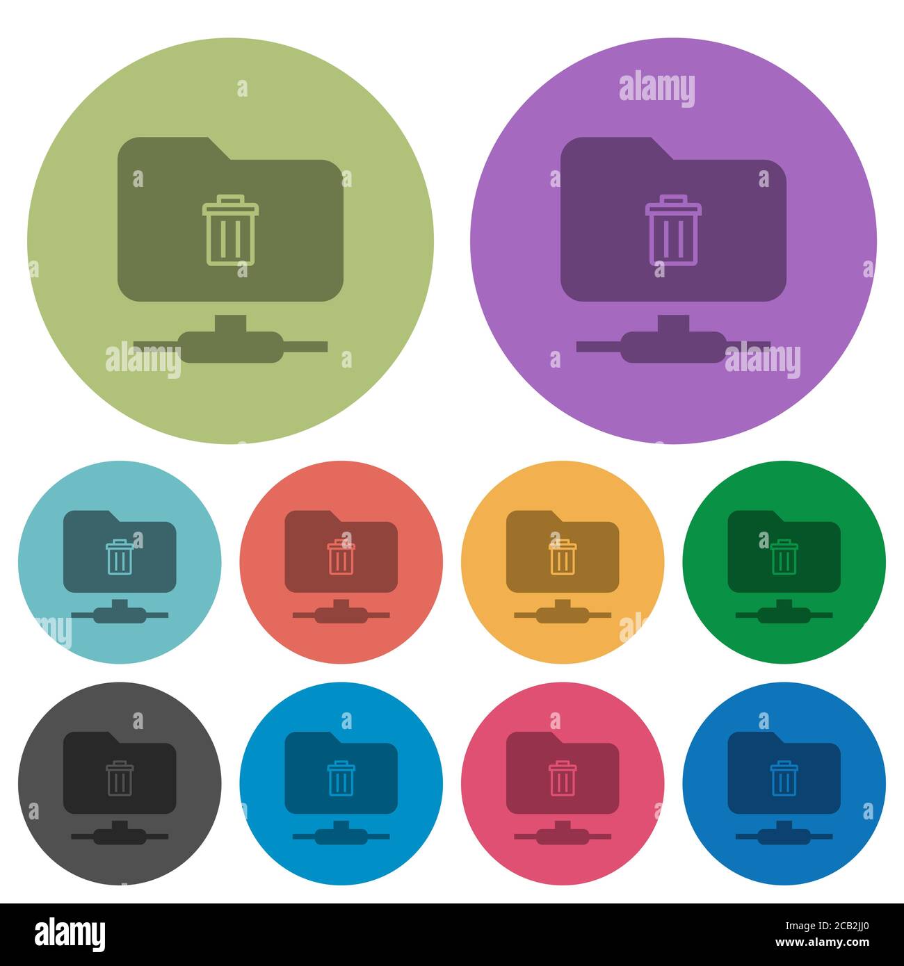 FTP delete darker flat icons on color round background Stock Vector