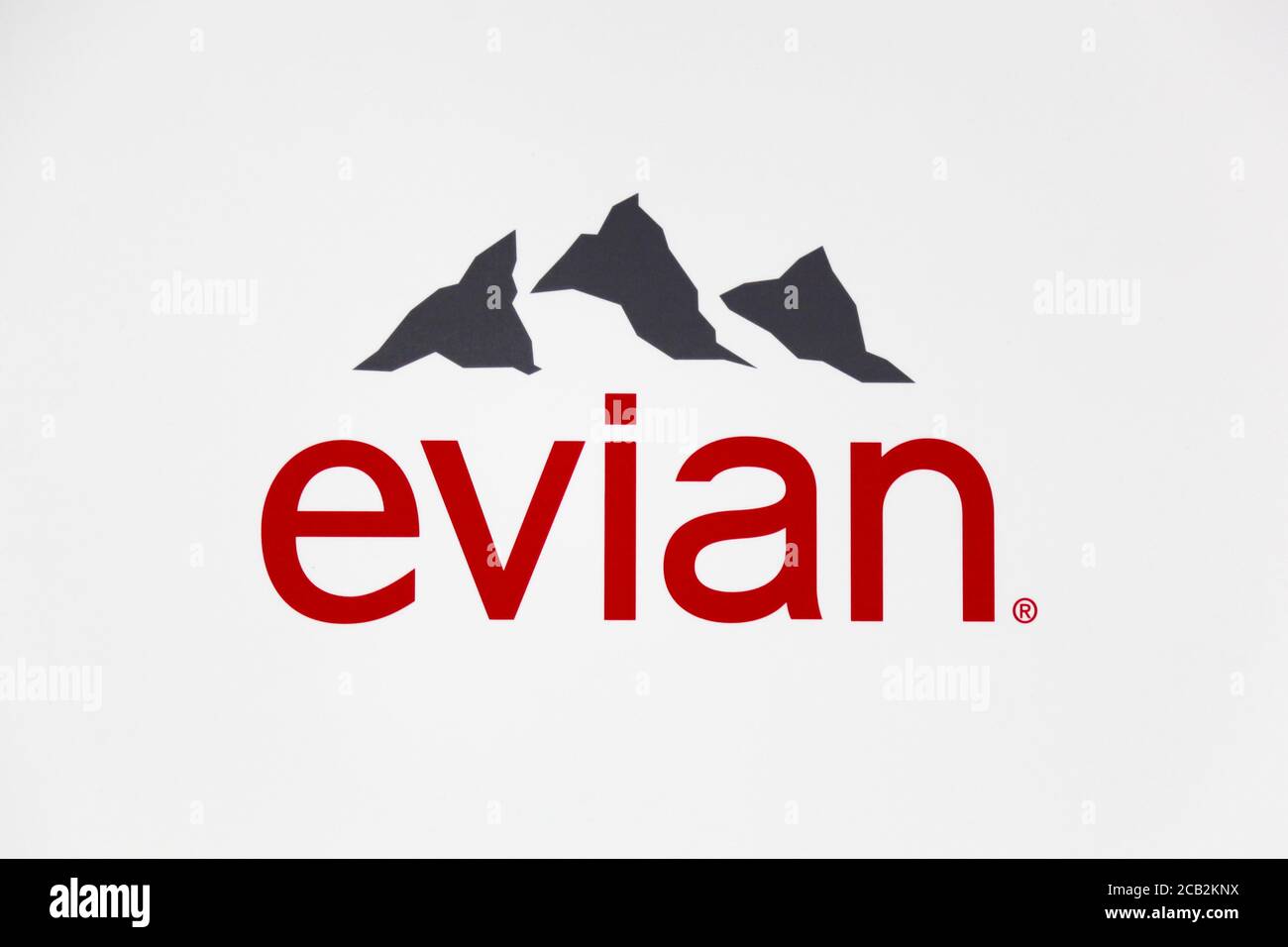 Frankfurt, Germany July 30, 2017 Logo of Evian water on a wall
