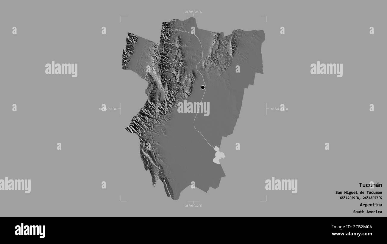 Area of Tucumán, province of Argentina, isolated on a solid background ...