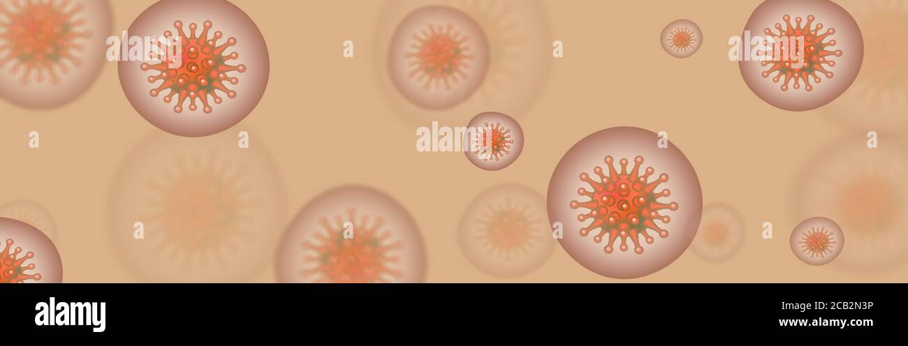 3d Virus illustration, coronavirus presentations into biological cells , virology and microbiology concept of 2019-nCoV Stock Photo